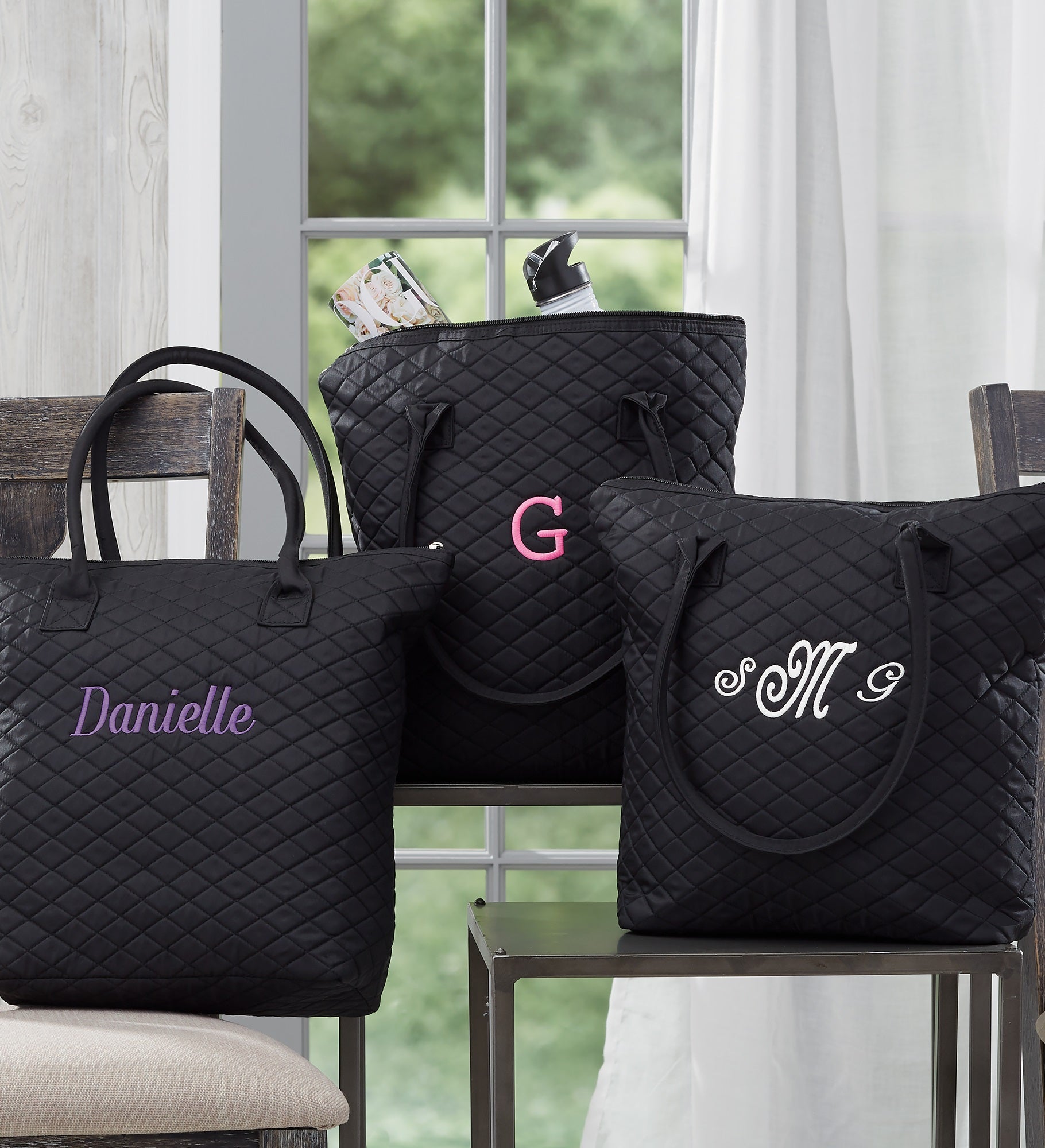 Embroidered Quilted Shoulder Bag