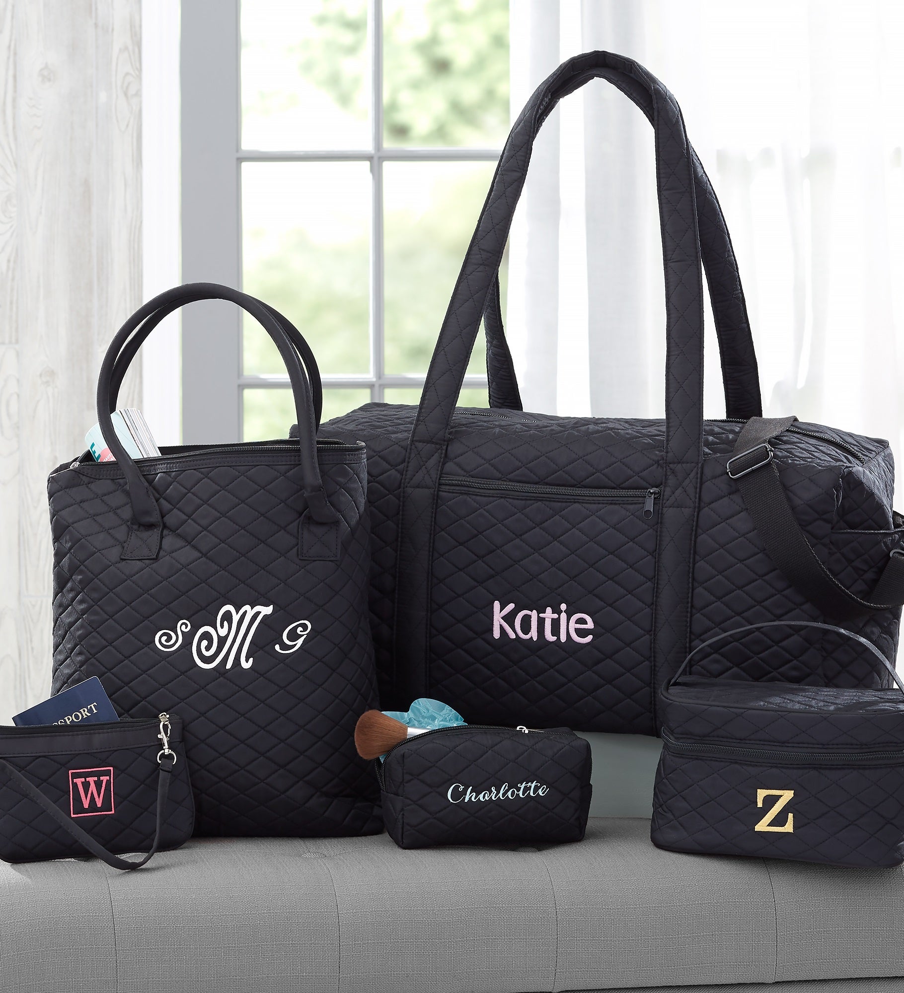 Embroidered Quilted Shoulder Bag