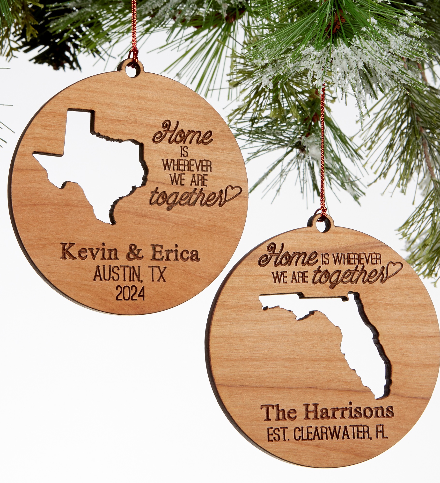 "State" Of Love Personalized Wood Ornament