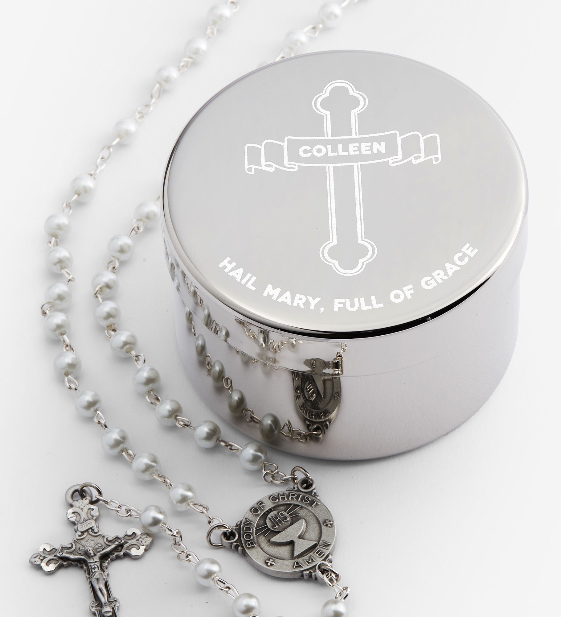 Full of Grace Personalized Rosary Keepsake Box