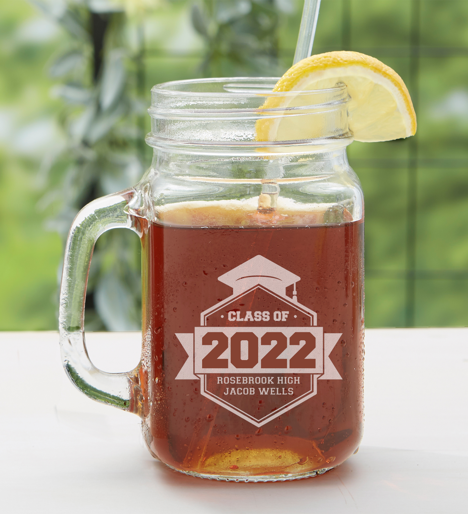 Class Of Etched Graduation Glass Mason Jar