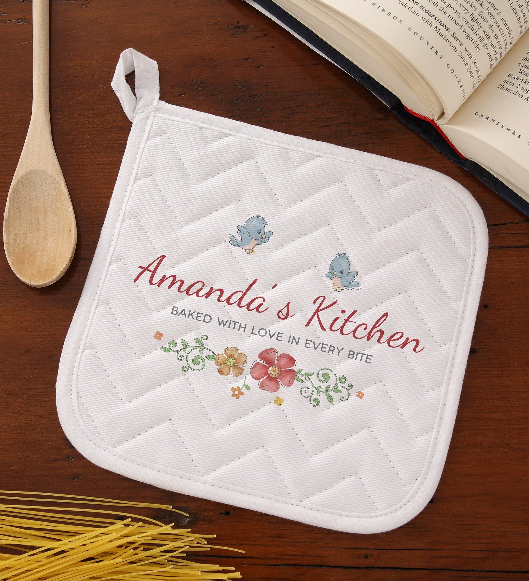 Precious Moments® Floral Personalized Apron & Potholder
