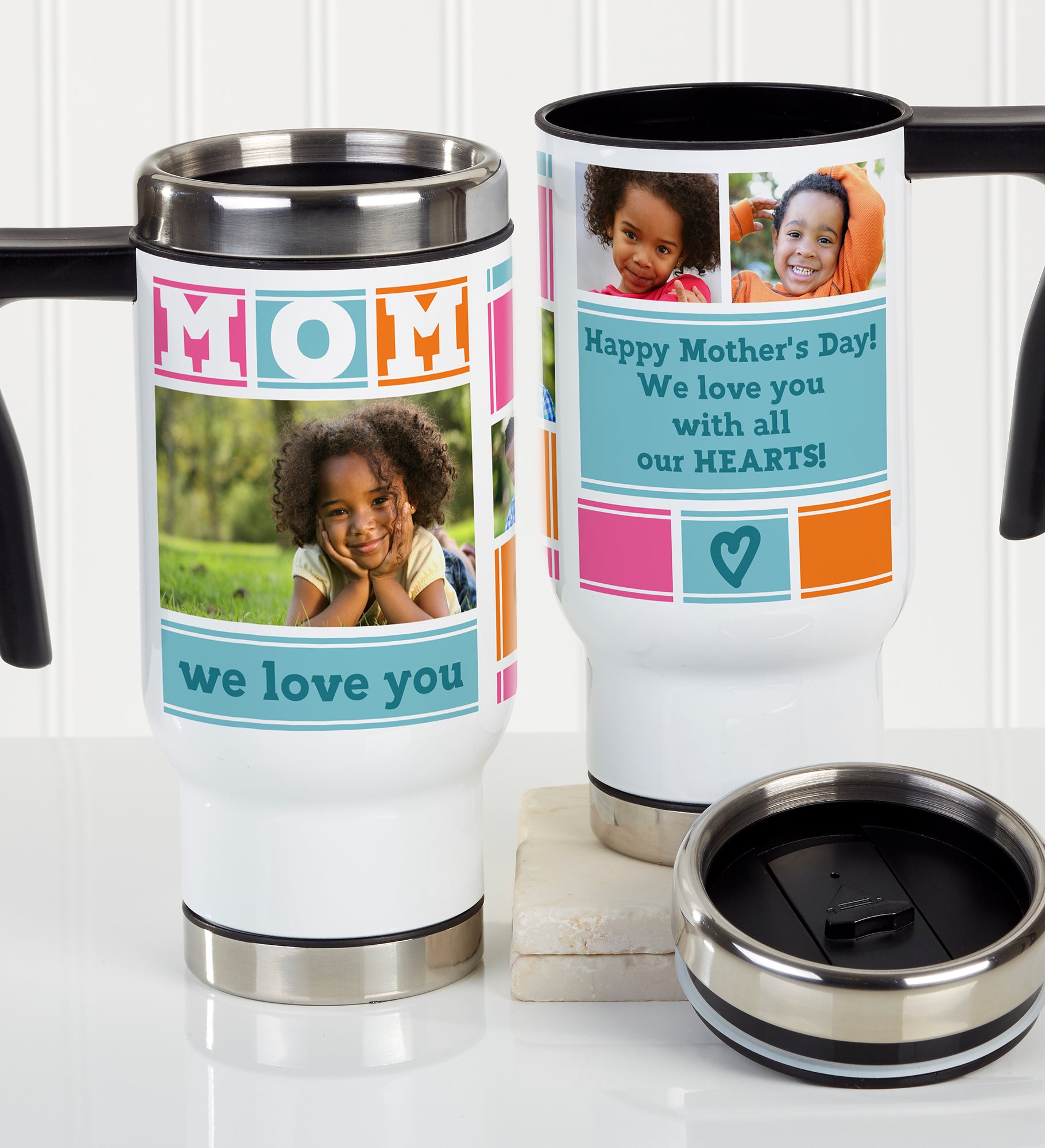 Mom Photo Collage Personalized 14 Oz. Commuter Travel Mug