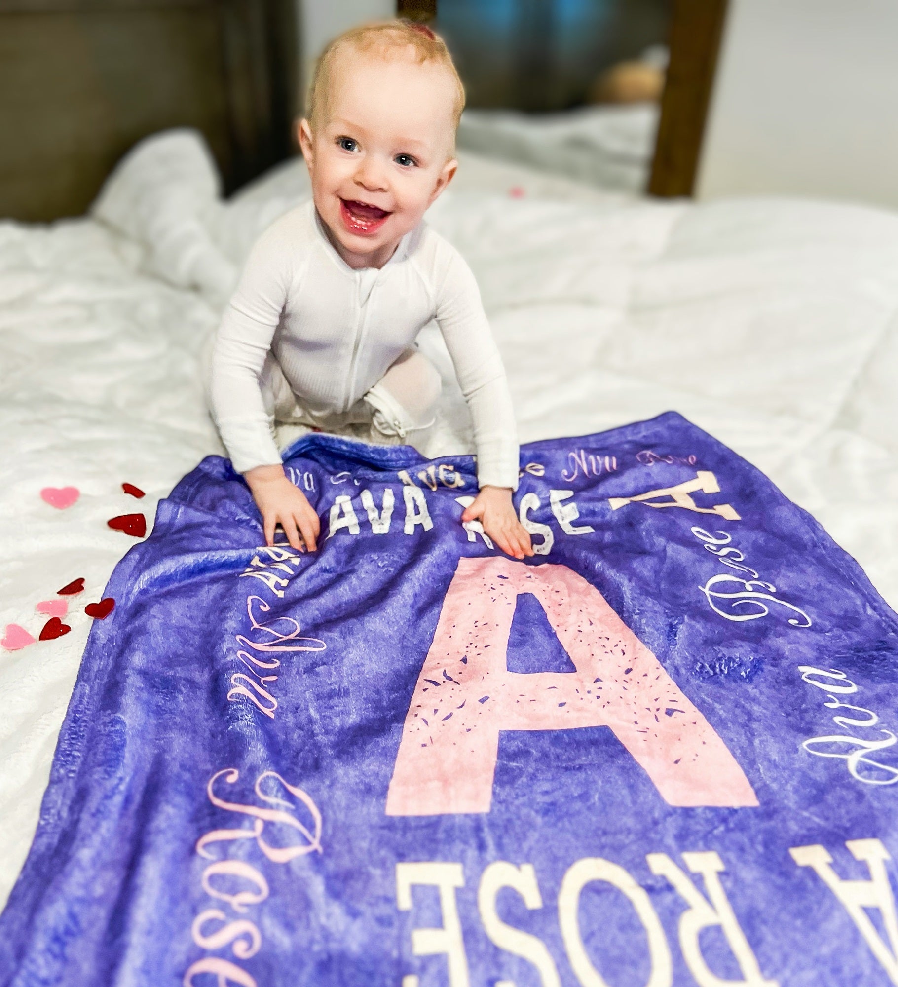 Repeating Name Personalized Baby Blanket