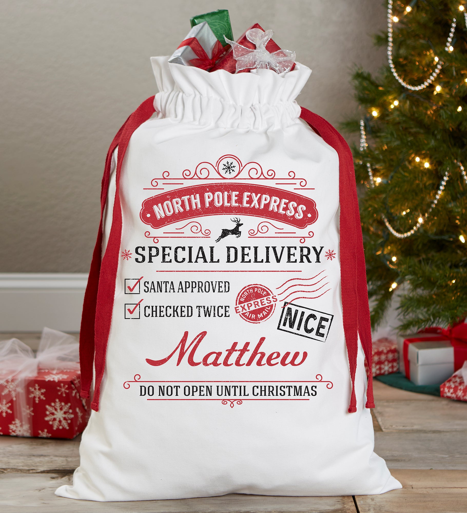 Special Delivery From Santa Personalized Canvas Drawstring Santa Sack