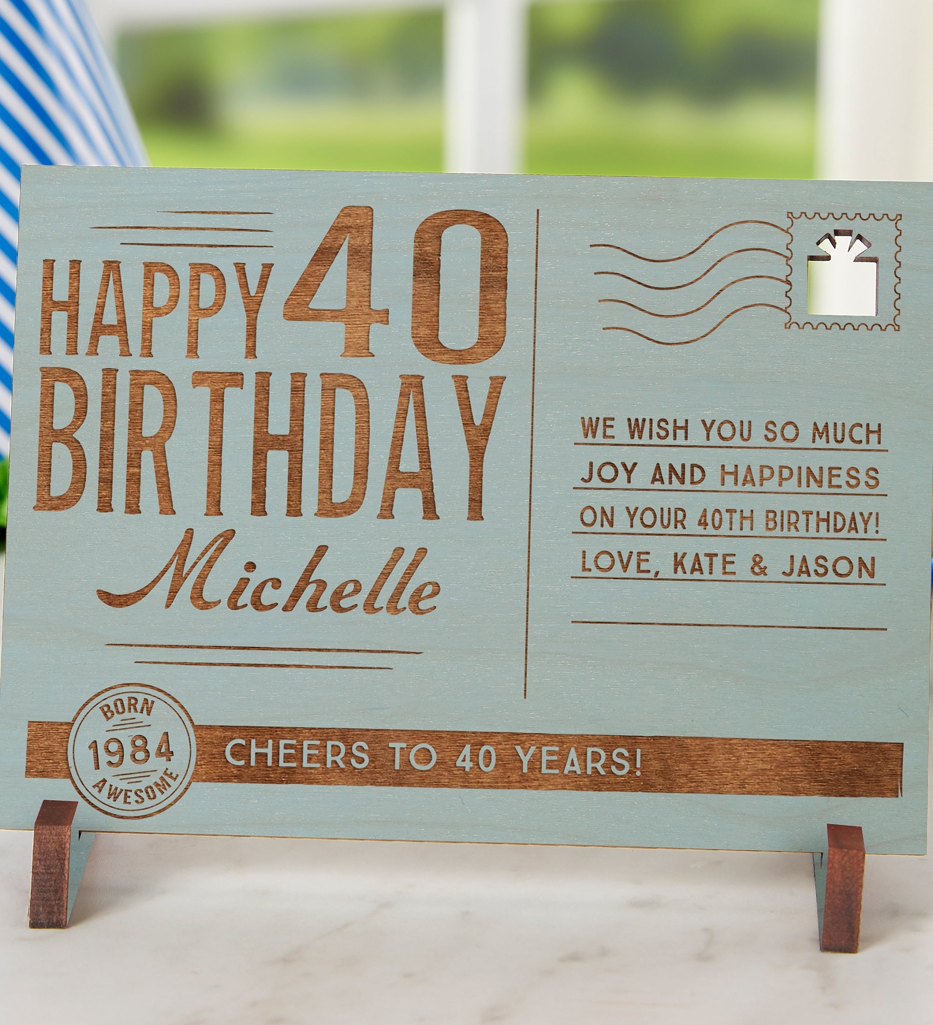 Sending Vintage Birthday Wishes To You Personalized Wood Postcard