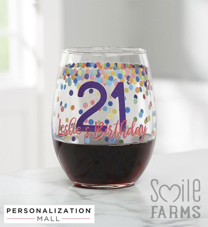 Confetti Cheers Personalized Birthday Wine Glass