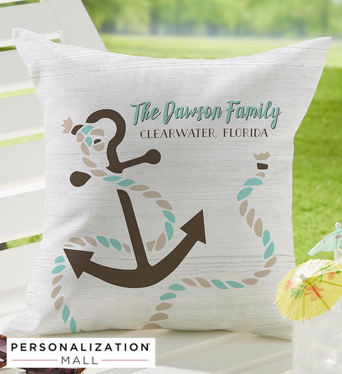 Beach Life Personalized 16" Outdoor Throw Pillow