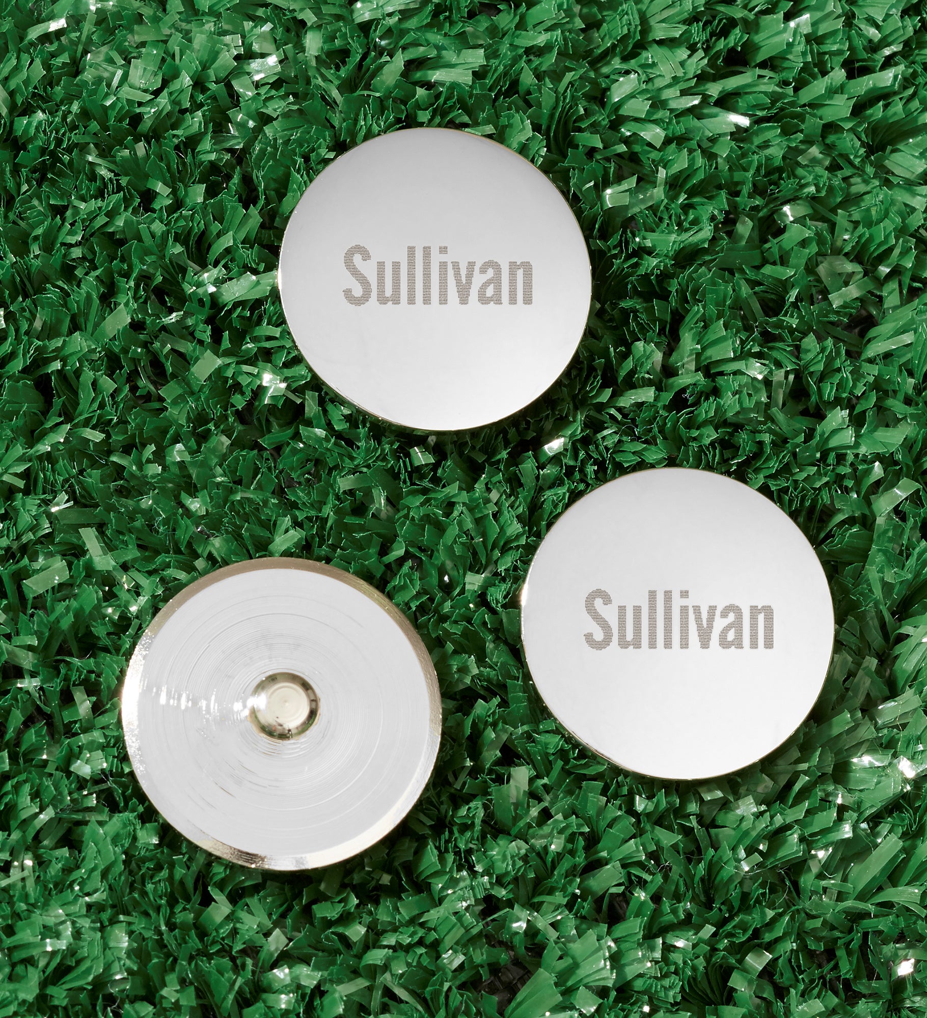 Silver Engraved Personalized Golf Ball Markers- Set of 3