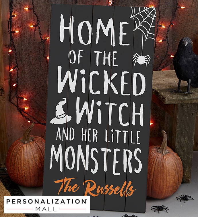 Home Of..Halloween Personalized Standing Wood Sign