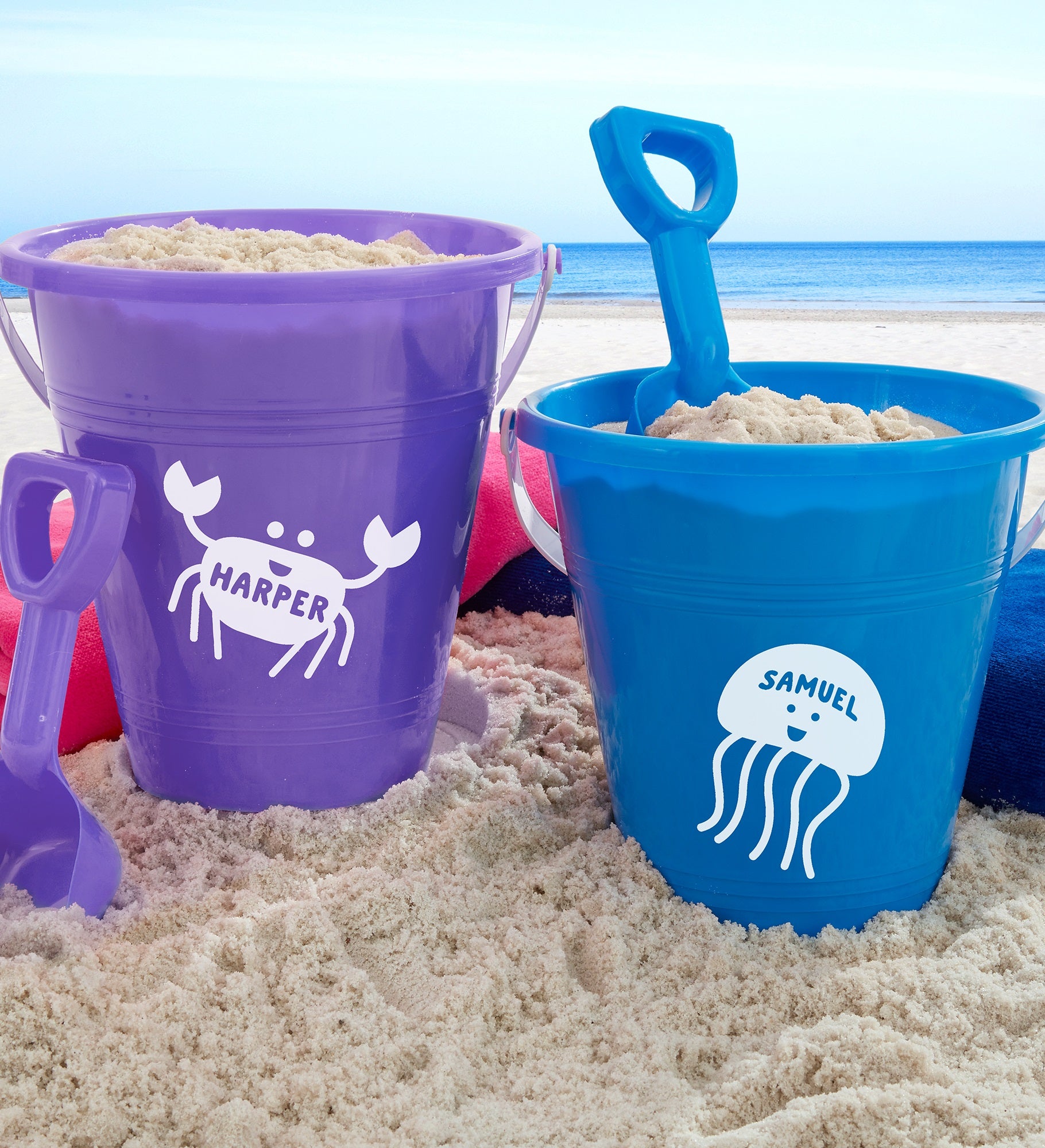 Sea Creatures Personalized Plastic Beach Pail & Shovel