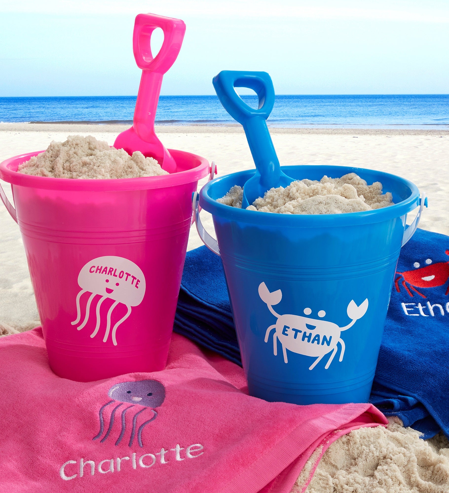 Sea Creatures Personalized Plastic Beach Pail & Shovel