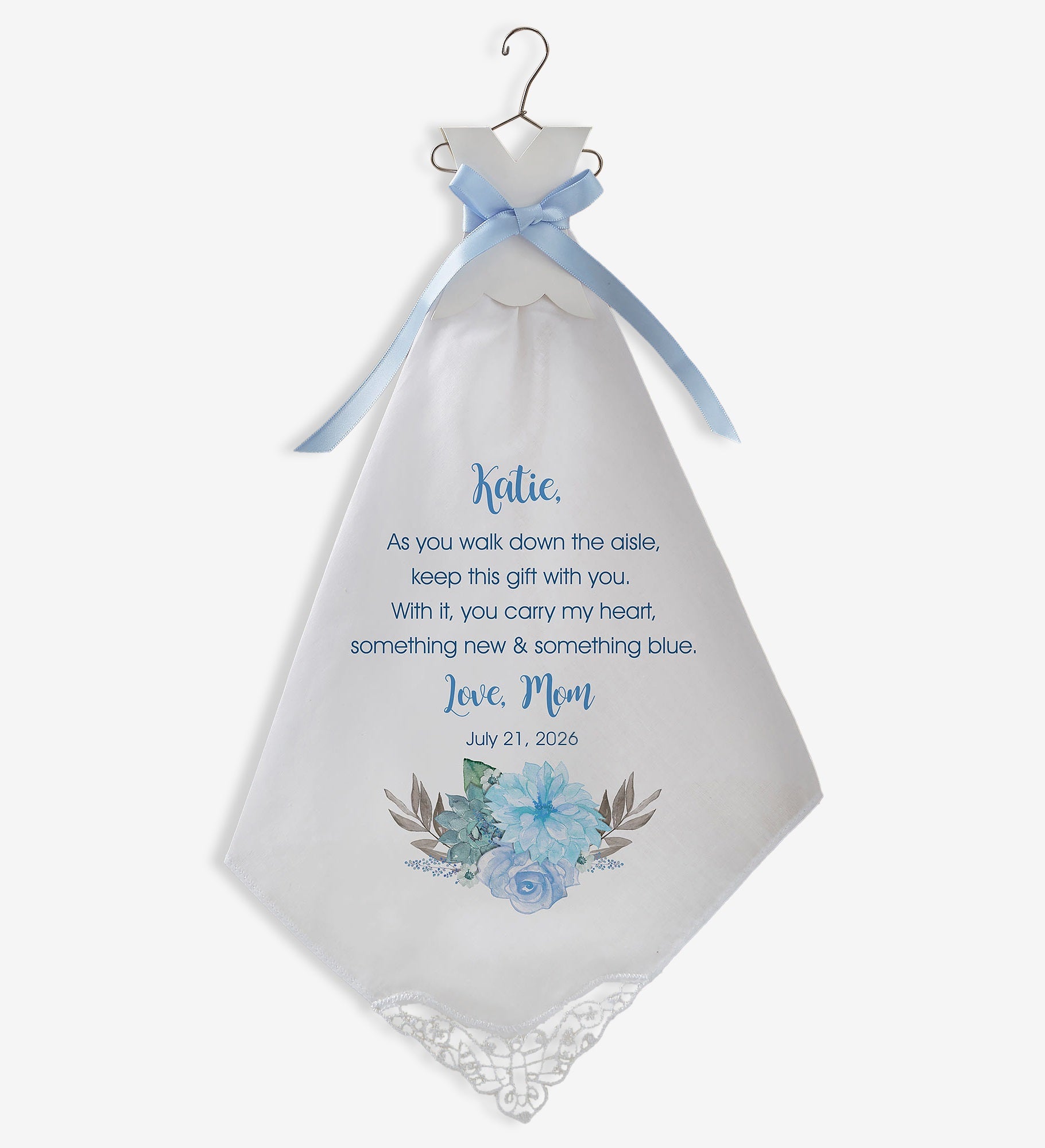 Bride's New & Blue Personalized Wedding Handkerchief