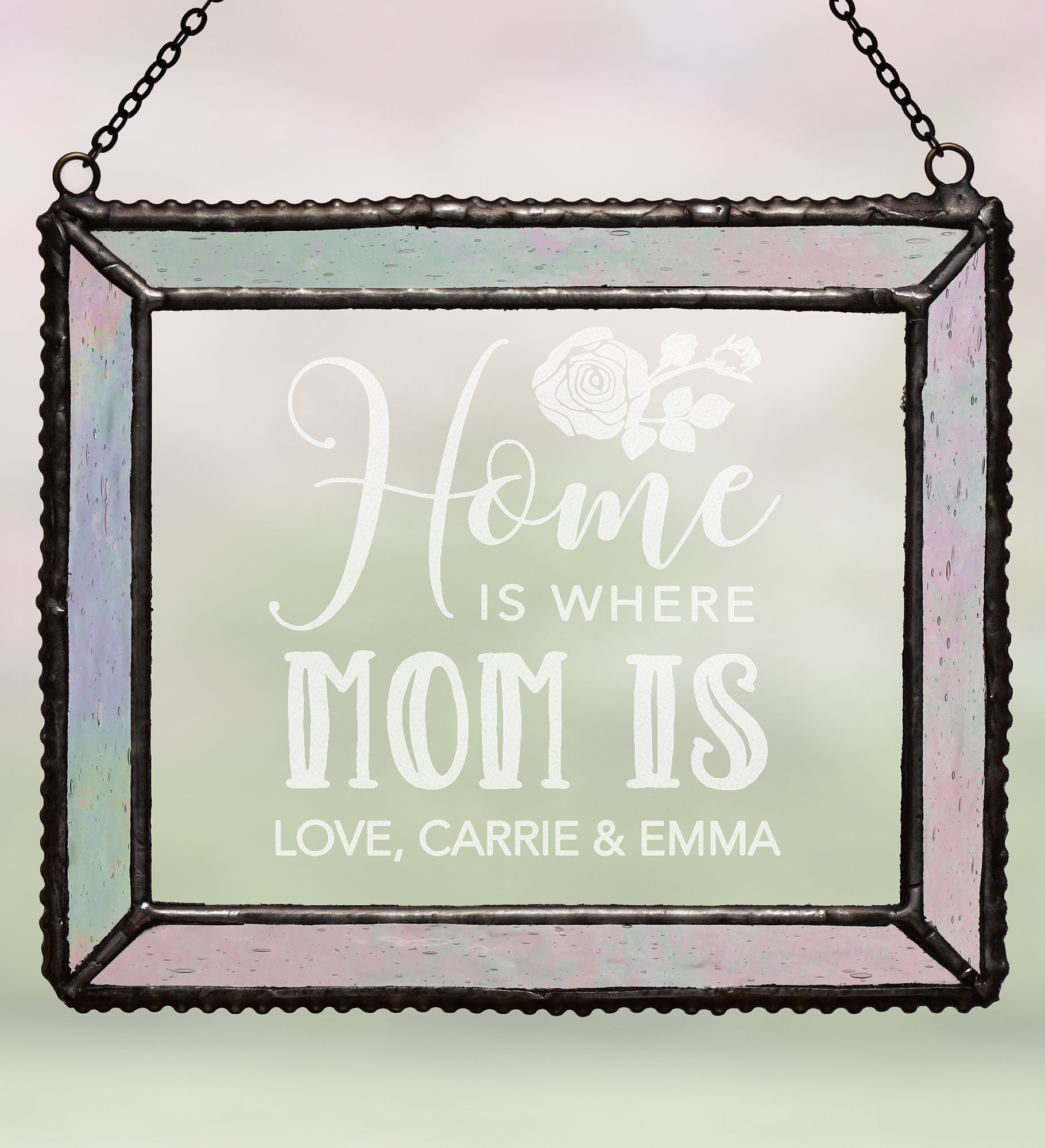 Home Is Where Mom Is Personalized Suncatcher-Pink