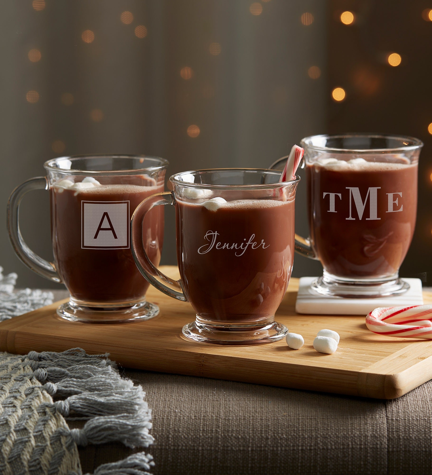 Classic Holiday Celebrations Personalized Glass Coffee Mug