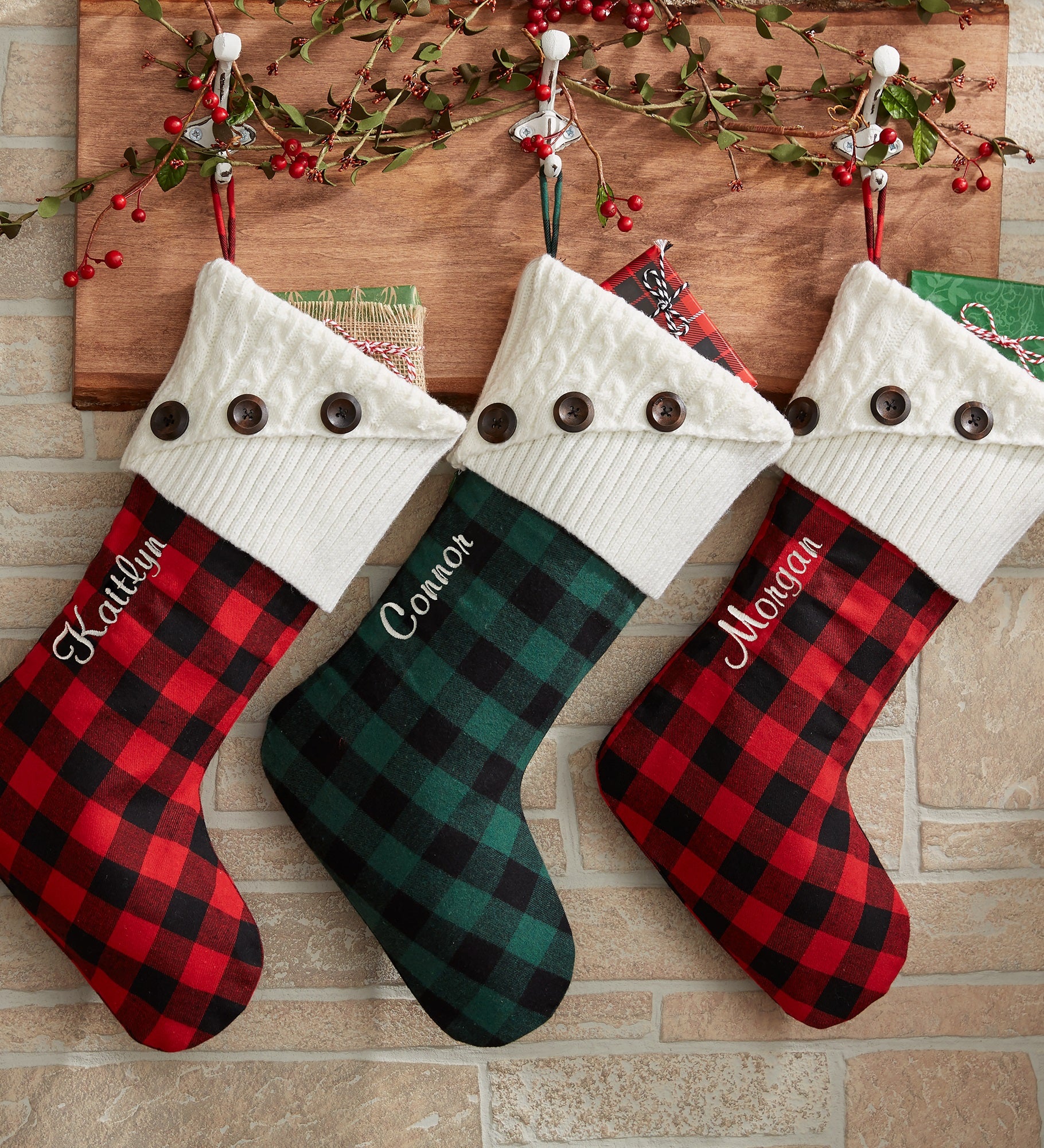 Buffalo Check Personalized Christmas Stockings