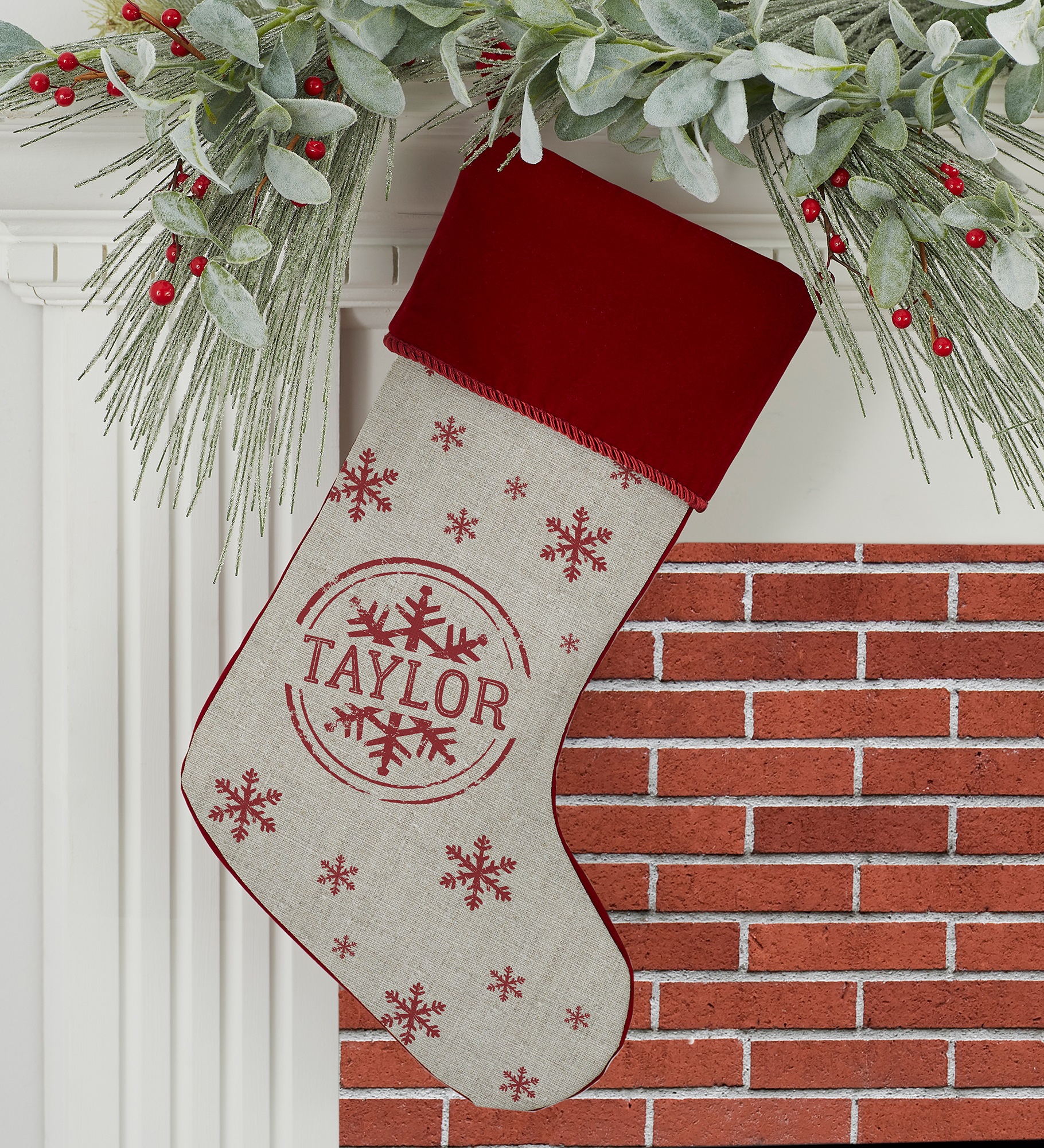 Stamped Snowflake Personalized Christmas Stockings