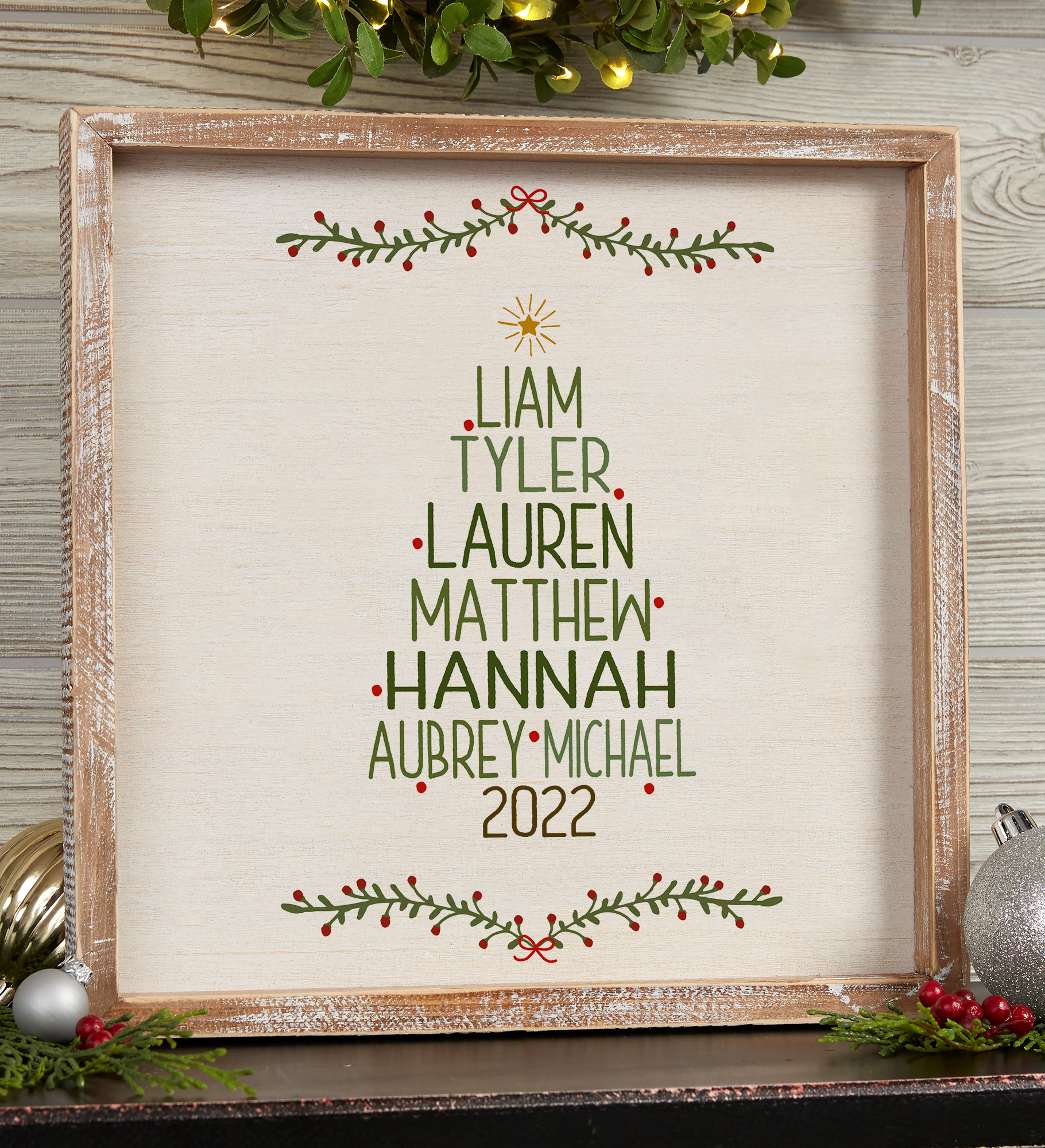 Christmas Family Tree Personalized Frame Wall Art