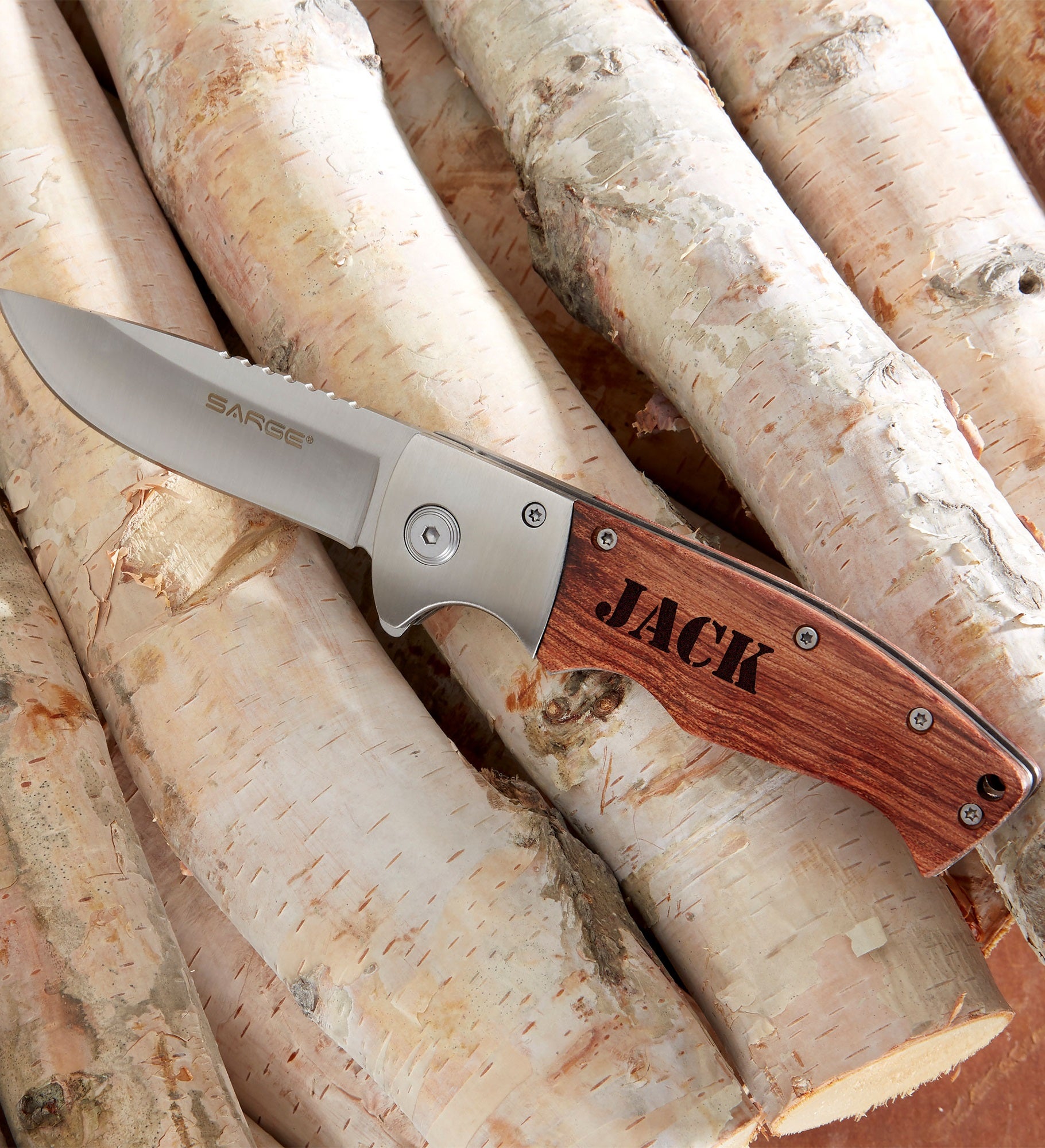 Outdoorsman Personalized Wood Handle Folding Knife
