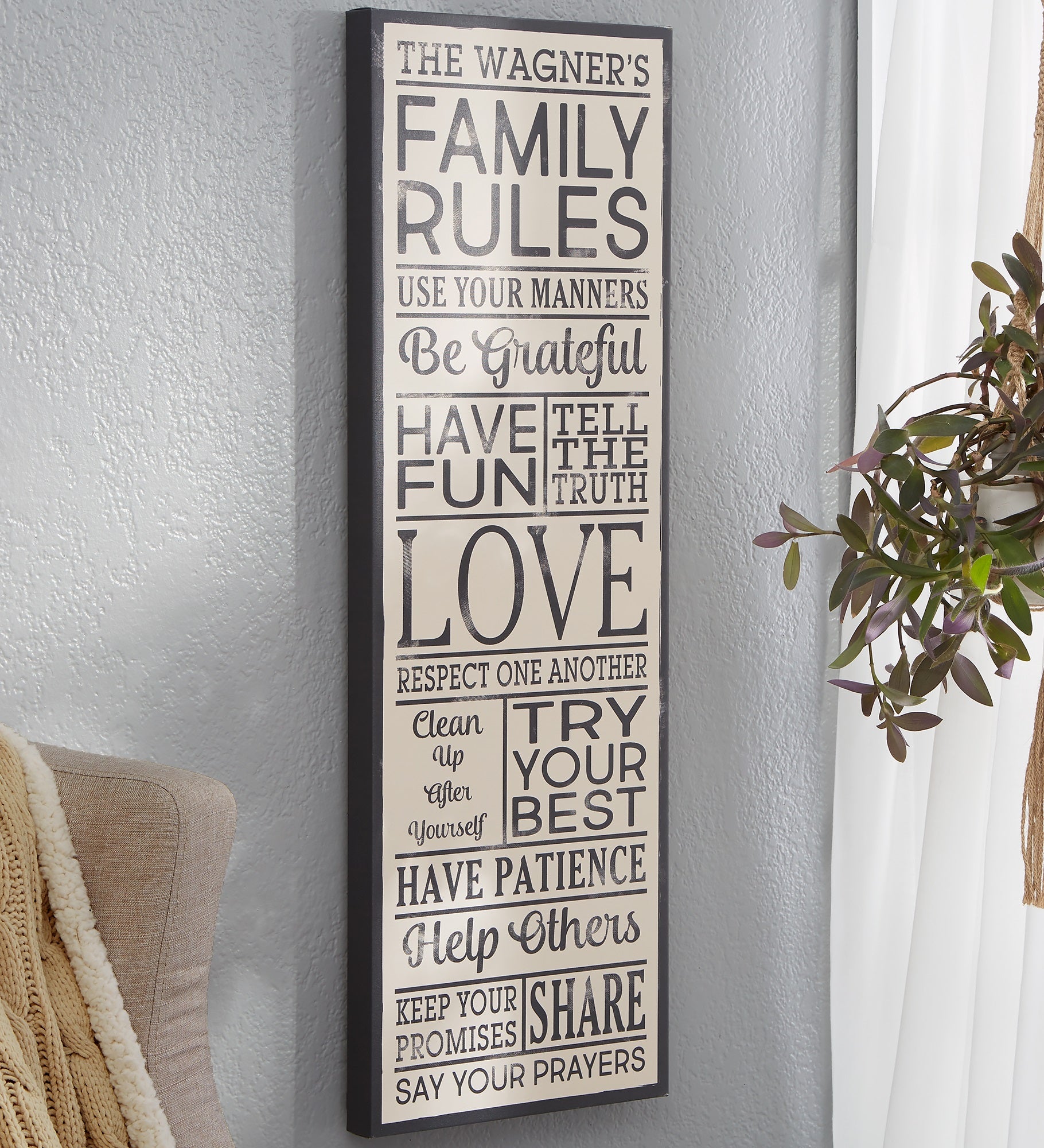 Family Rules Personalized Canvas Print