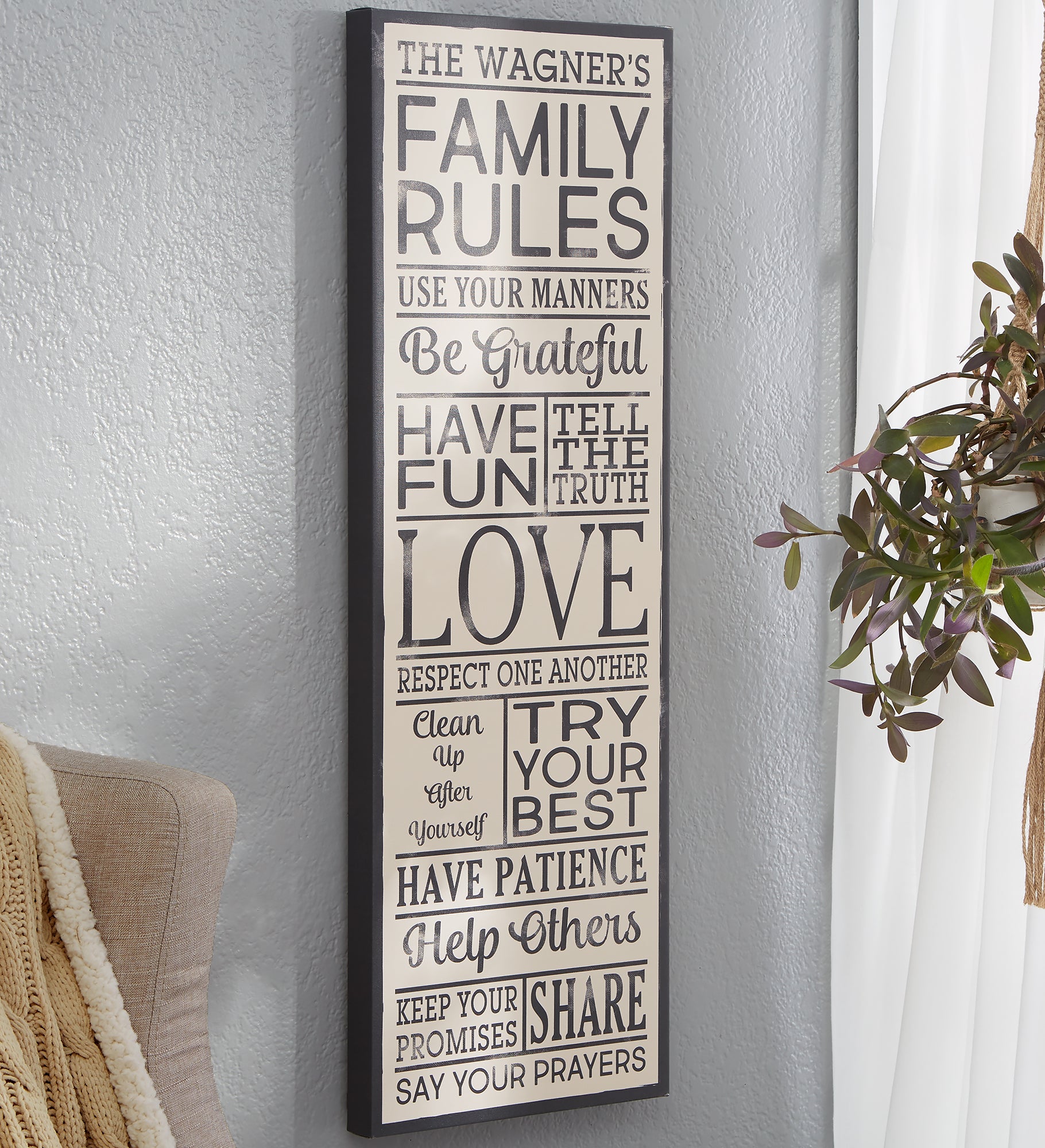 Family Rules Personalized Canvas Print