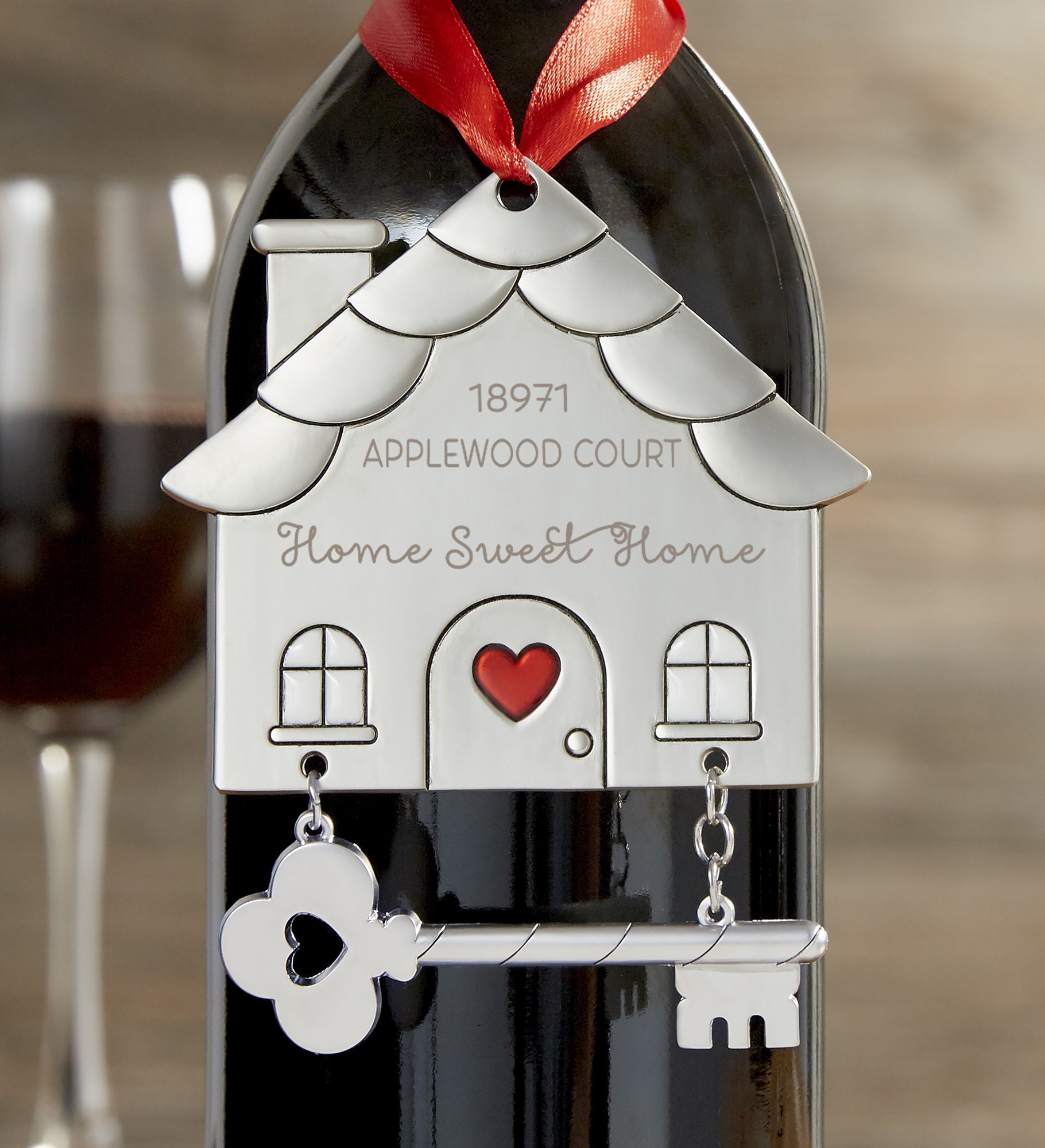 Happy New Home Personalized Ornament Wine Tag