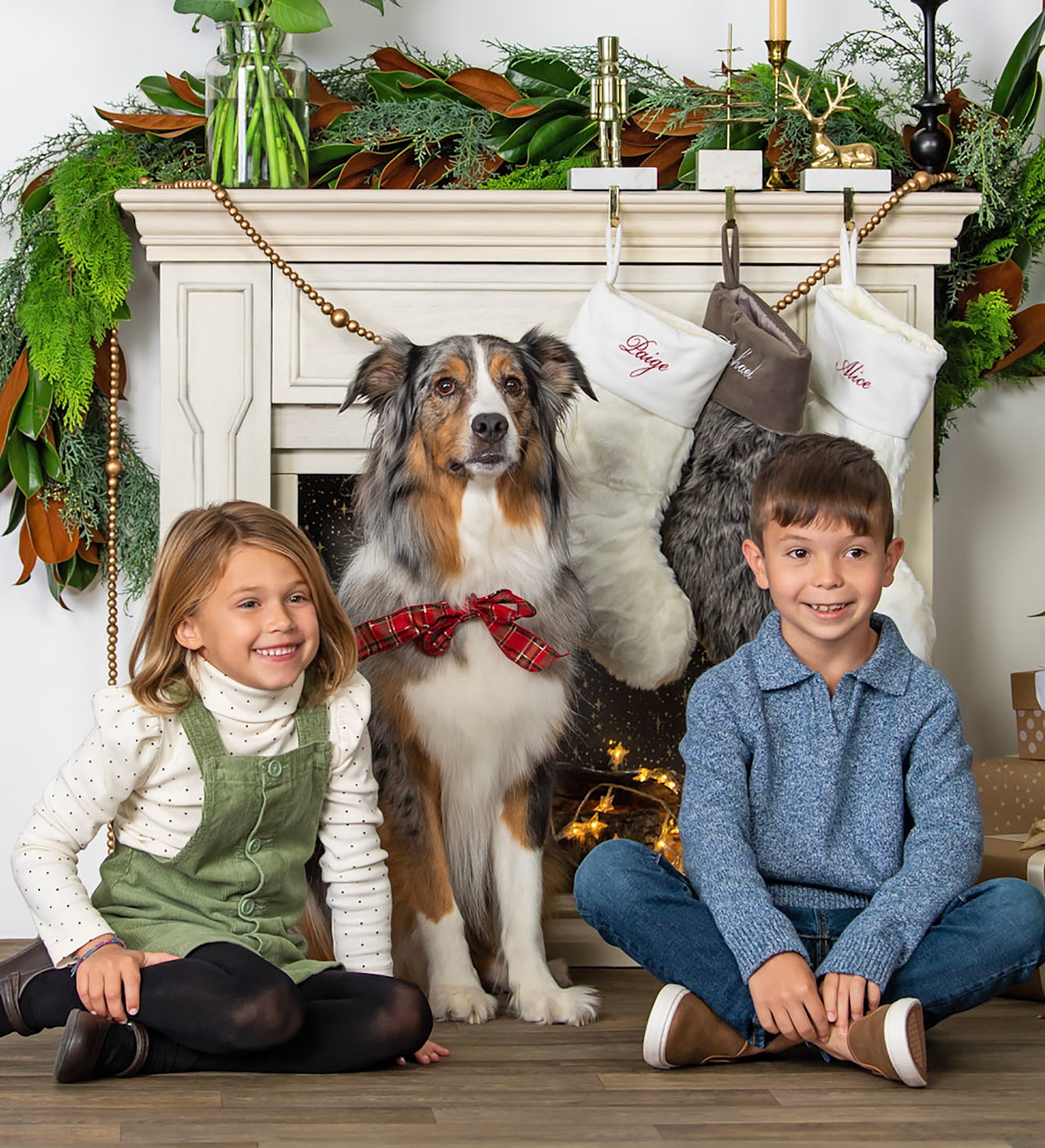 Embroidered Faux Fur Christmas Stockings