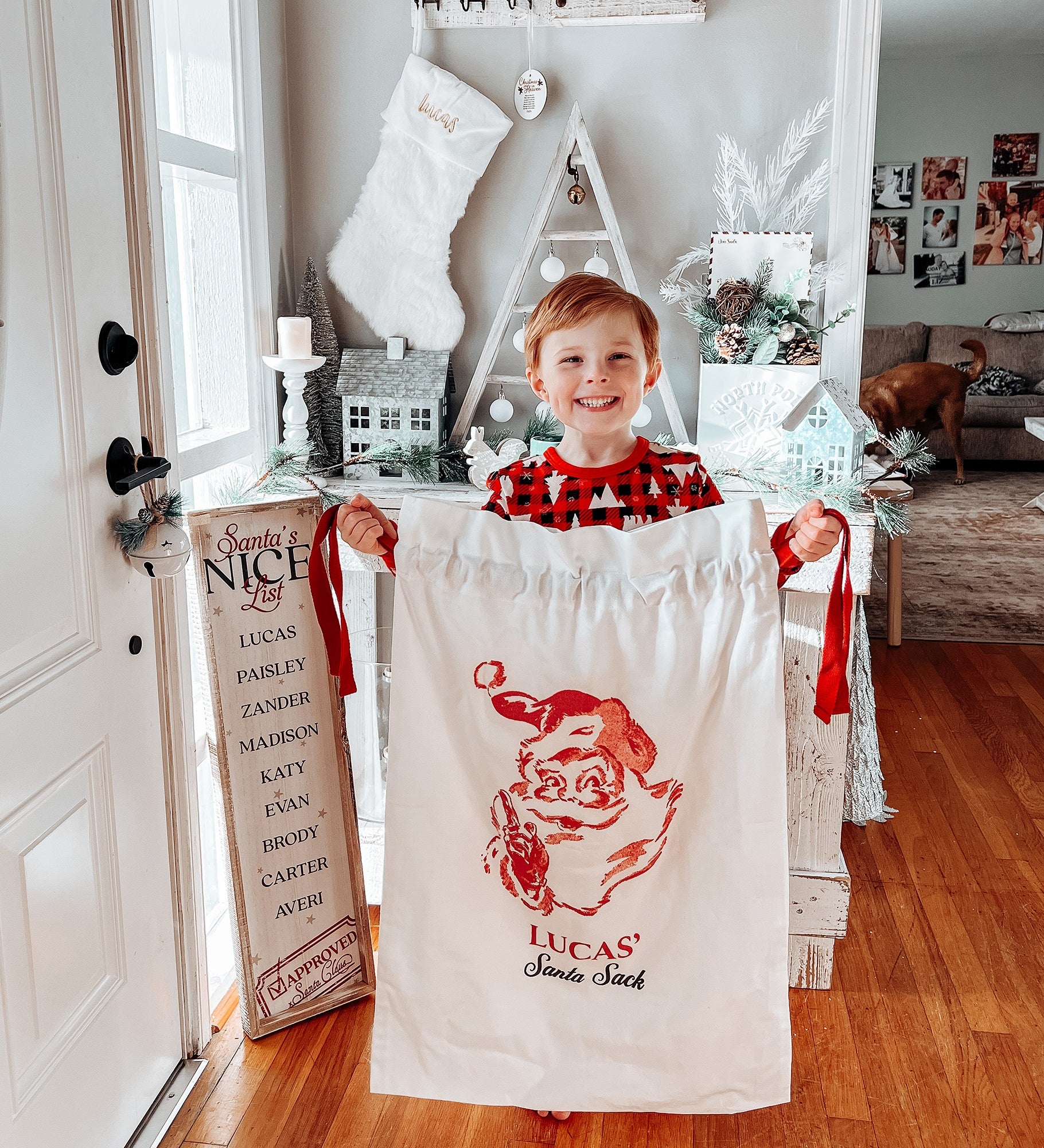 Embroidered Faux Fur Christmas Stockings