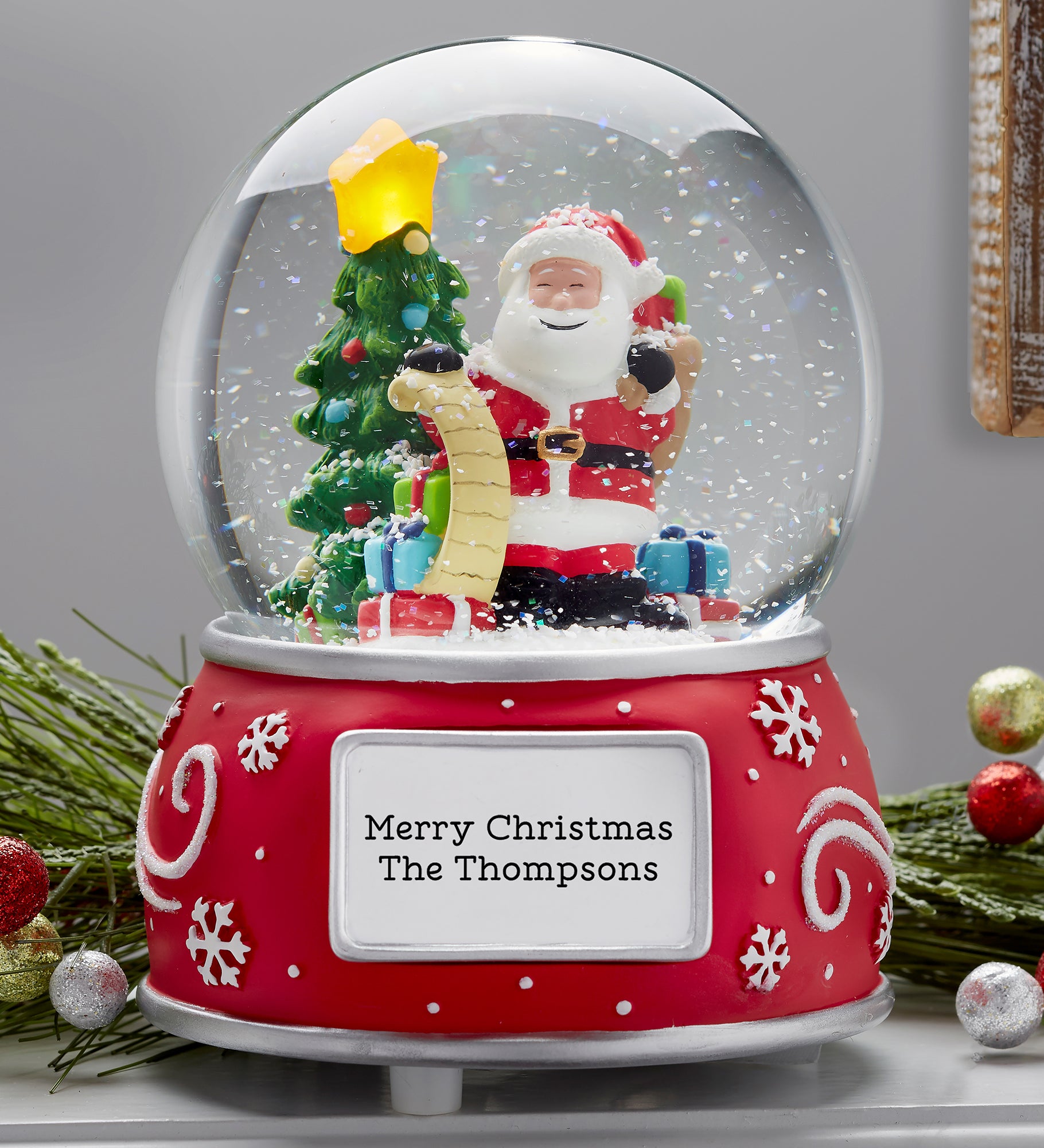 Santa Claus Personalized Light Up Snow Globe