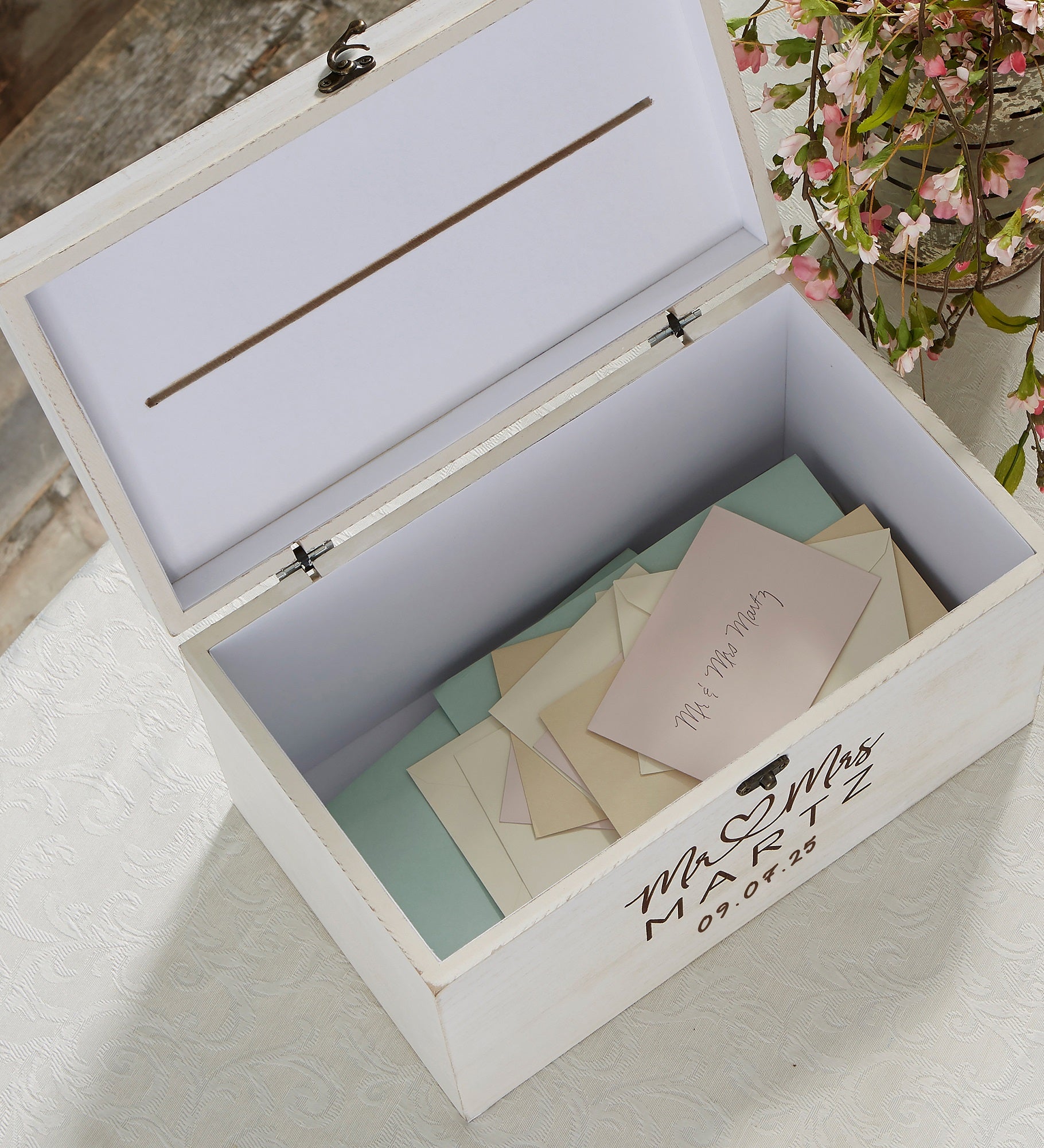 Infinite Love Personalized Wedding Wood Keepsake Card Box