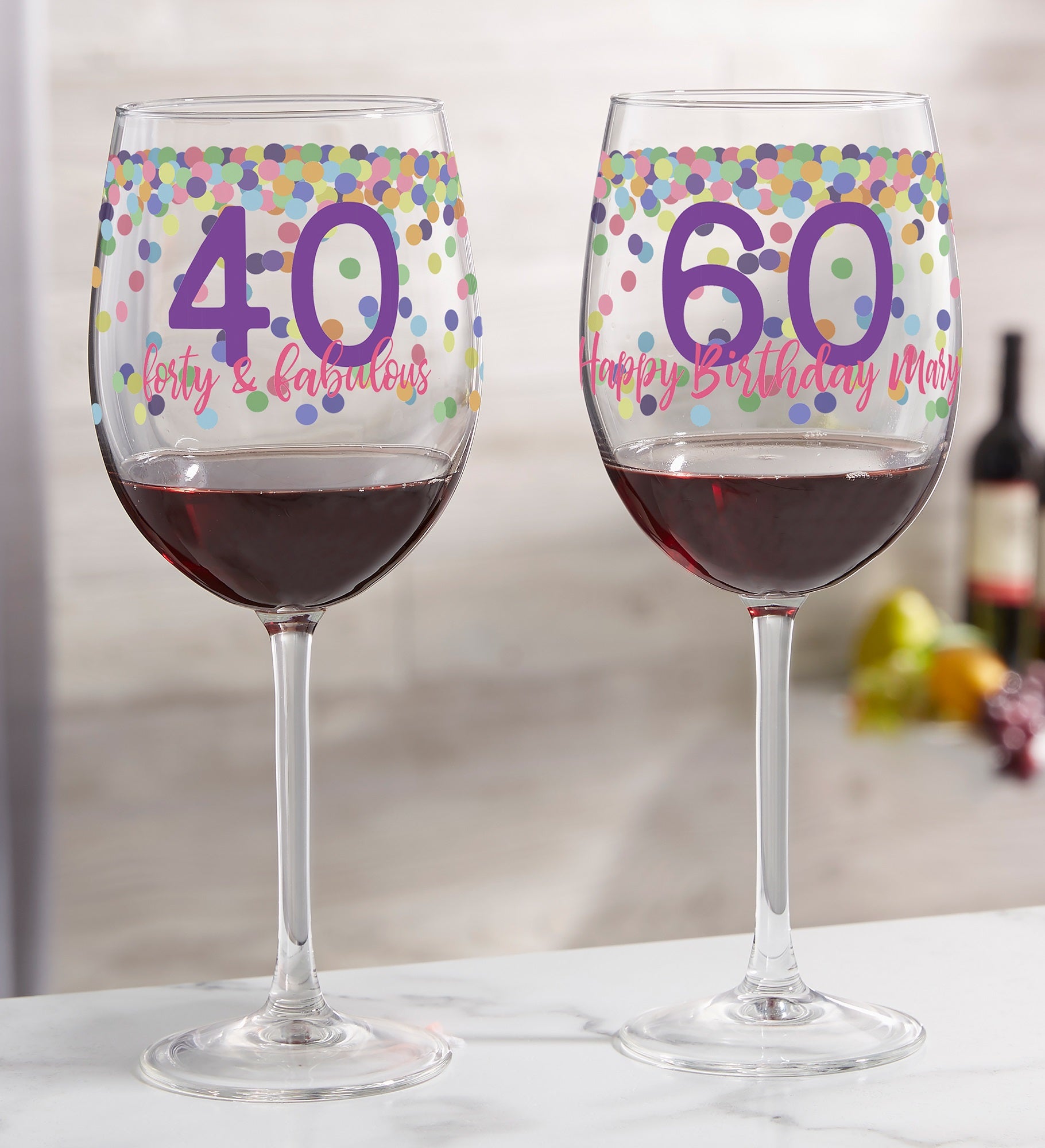 Confetti Cheers Personalized Birthday Wine Glass Collection