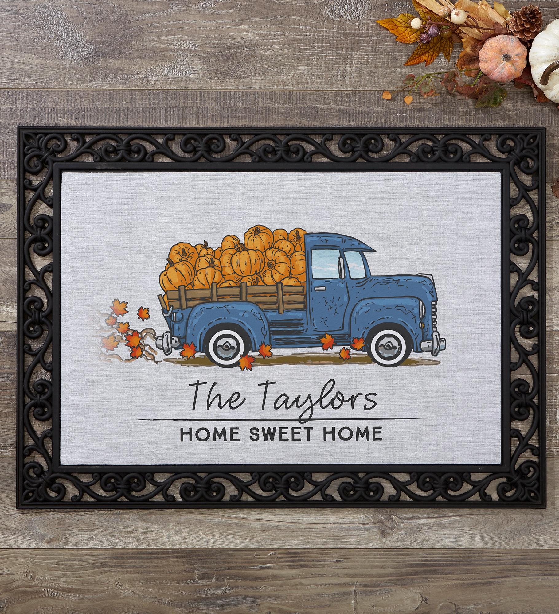 Classic Fall Vintage Truck Personalized Doormats