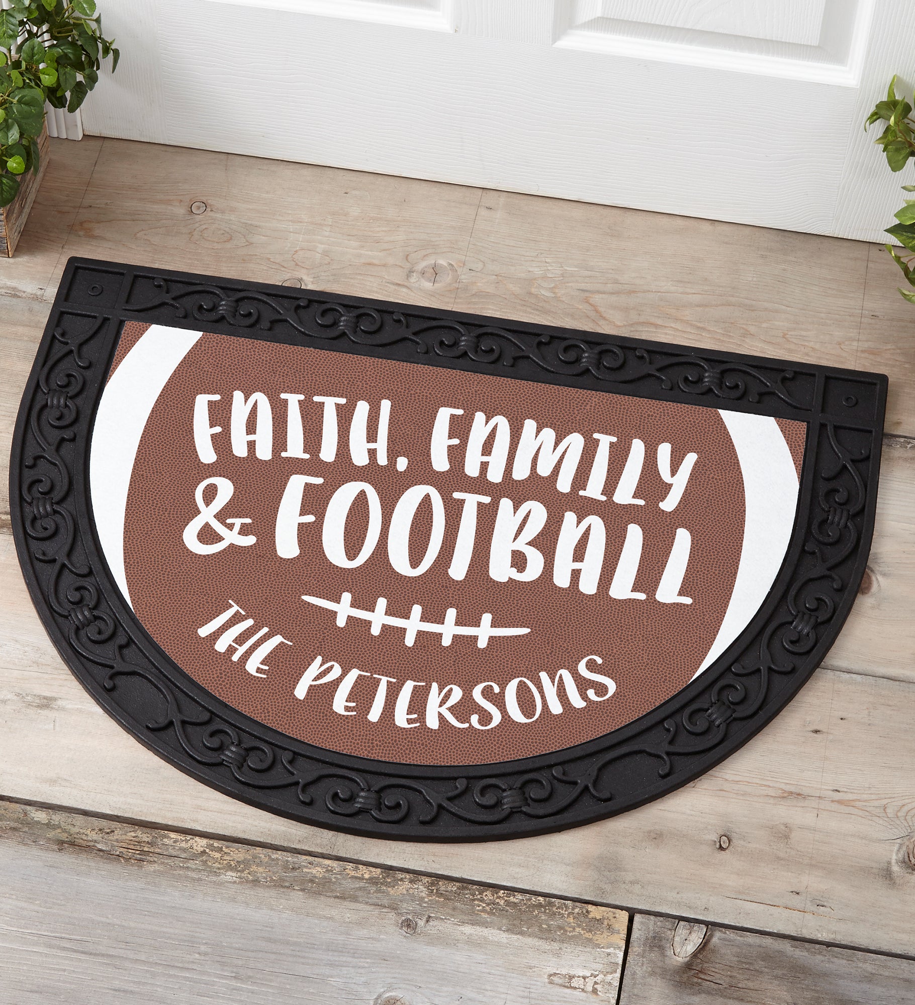 Football Season Personalized Half Round Doormat
