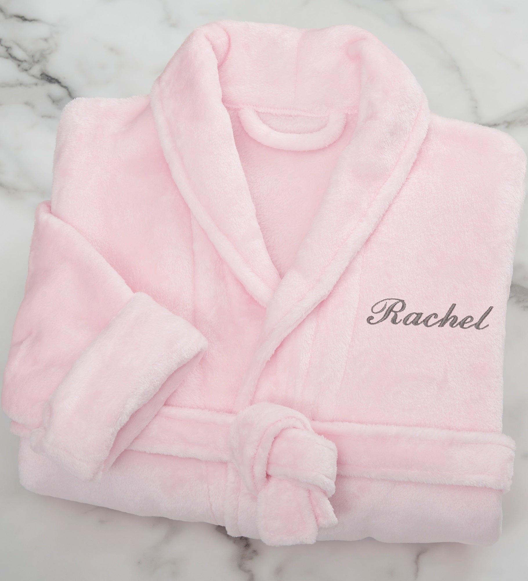 Classic Embroidered Short Fleece Robe