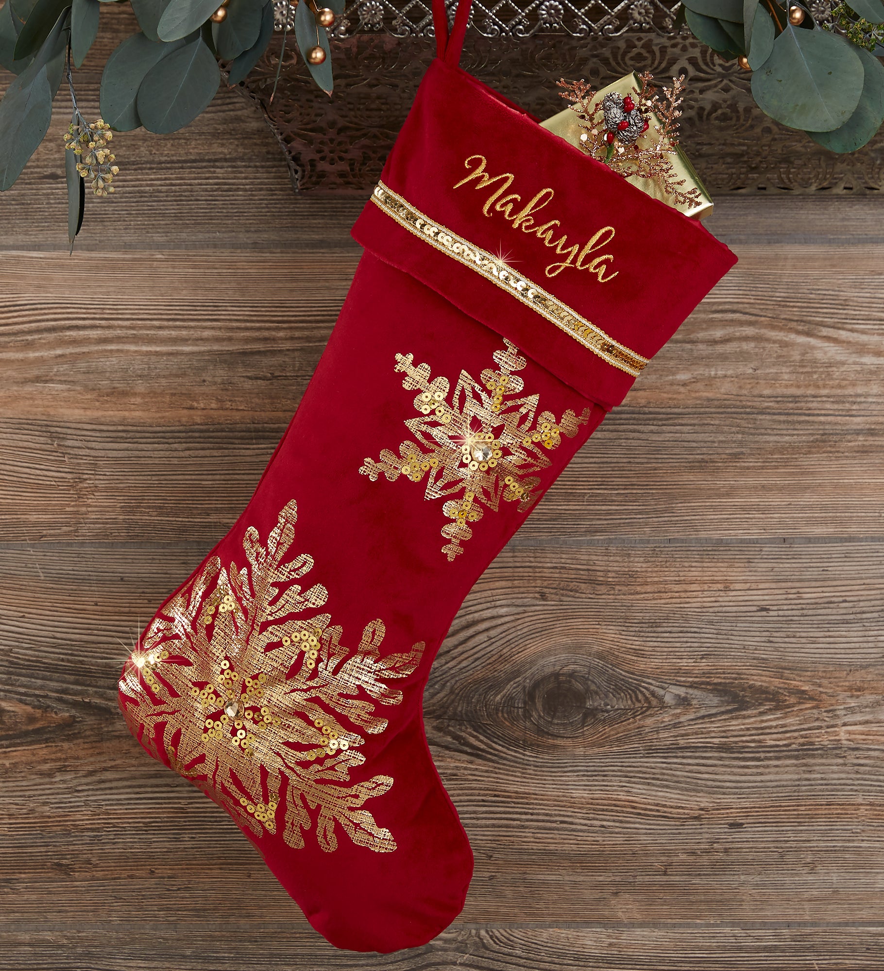 Glistening Snowflake Personalized Christmas Stockings