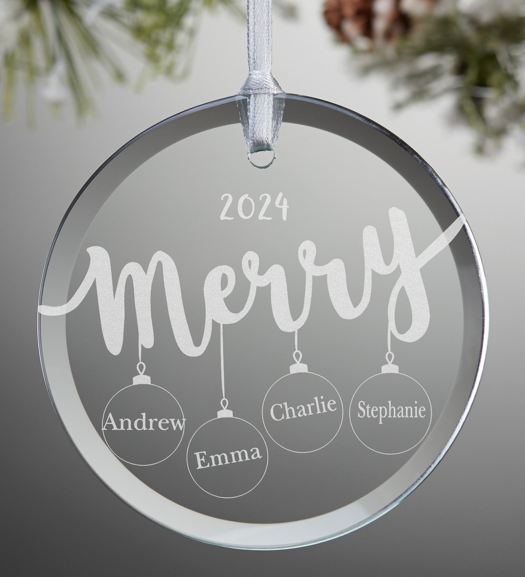 Merry Everything Engraved Family Glass Ornament