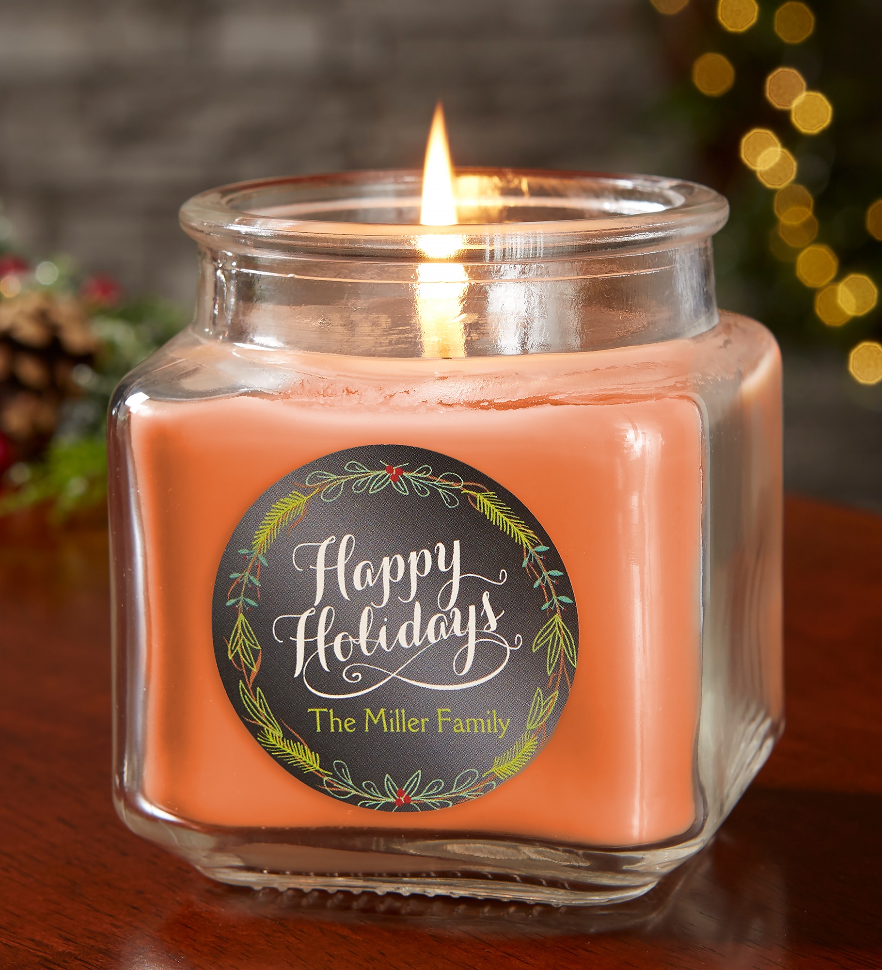 Happy Holidays Personalized Scented Candle Jar
