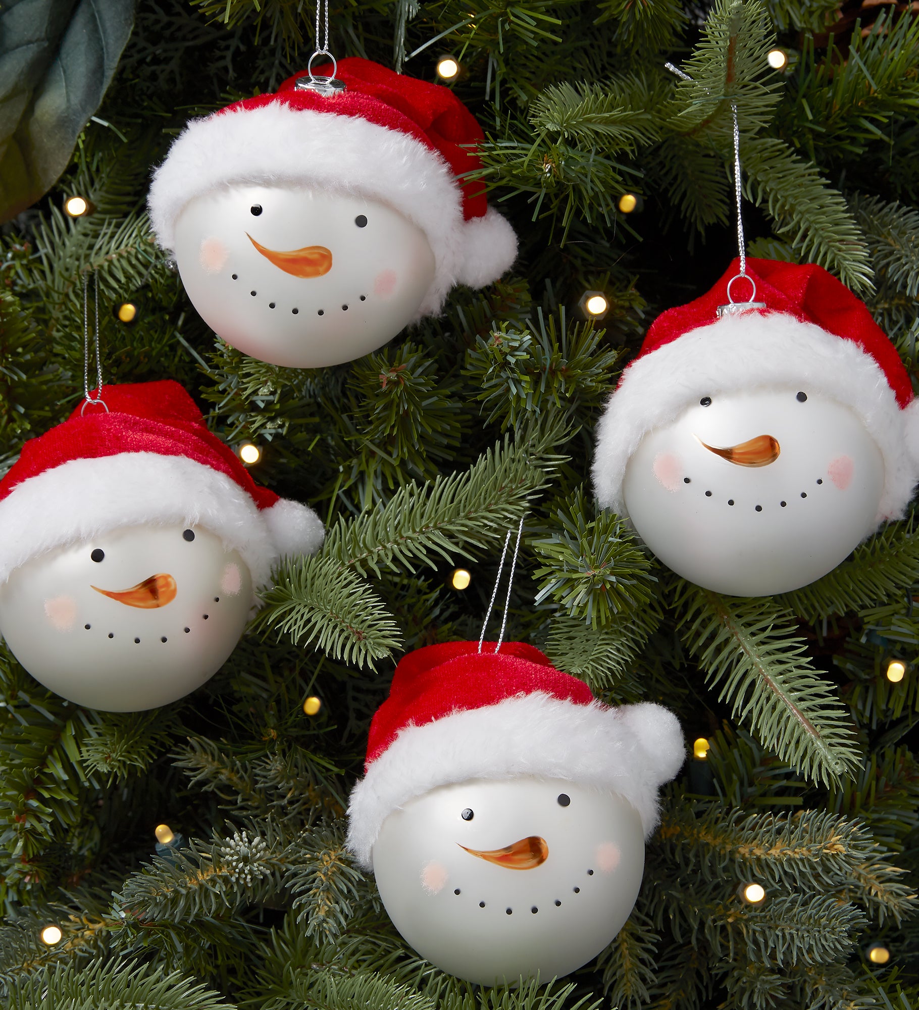 Snowman Face 4pc Ornament Set
