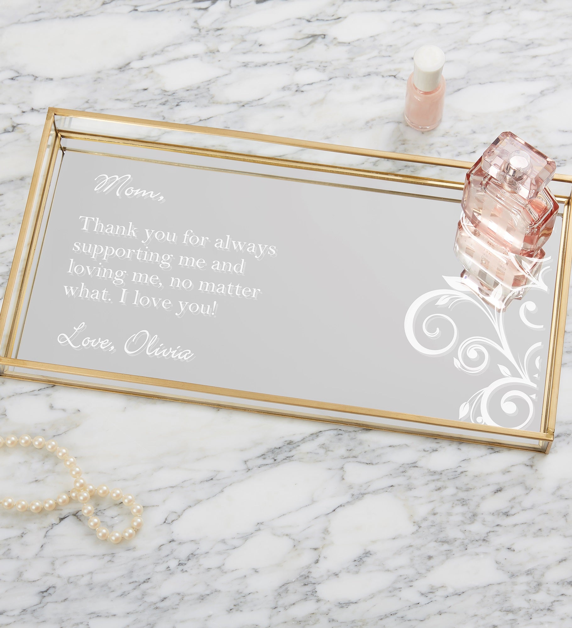 Special Message Personalized Mirrored Vanity Tray