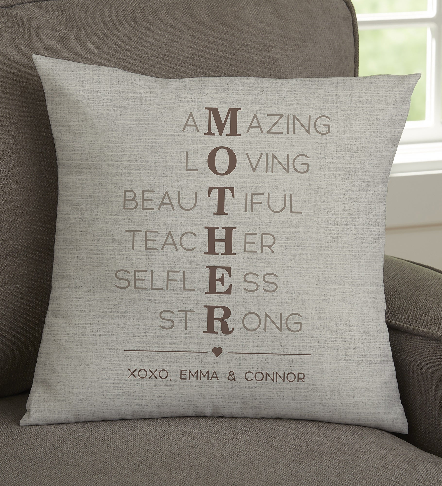 Mother Acronym Personalized Throw Pillow
