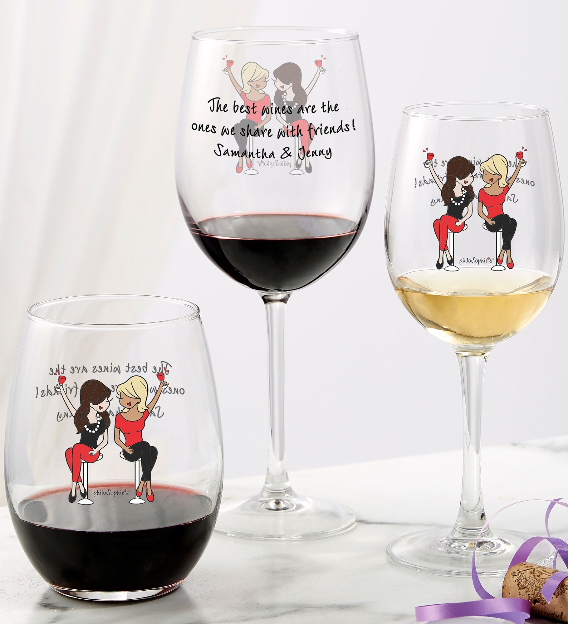 Best Friend Wine Lover philo Sophie's® Personalized Wine Glasses