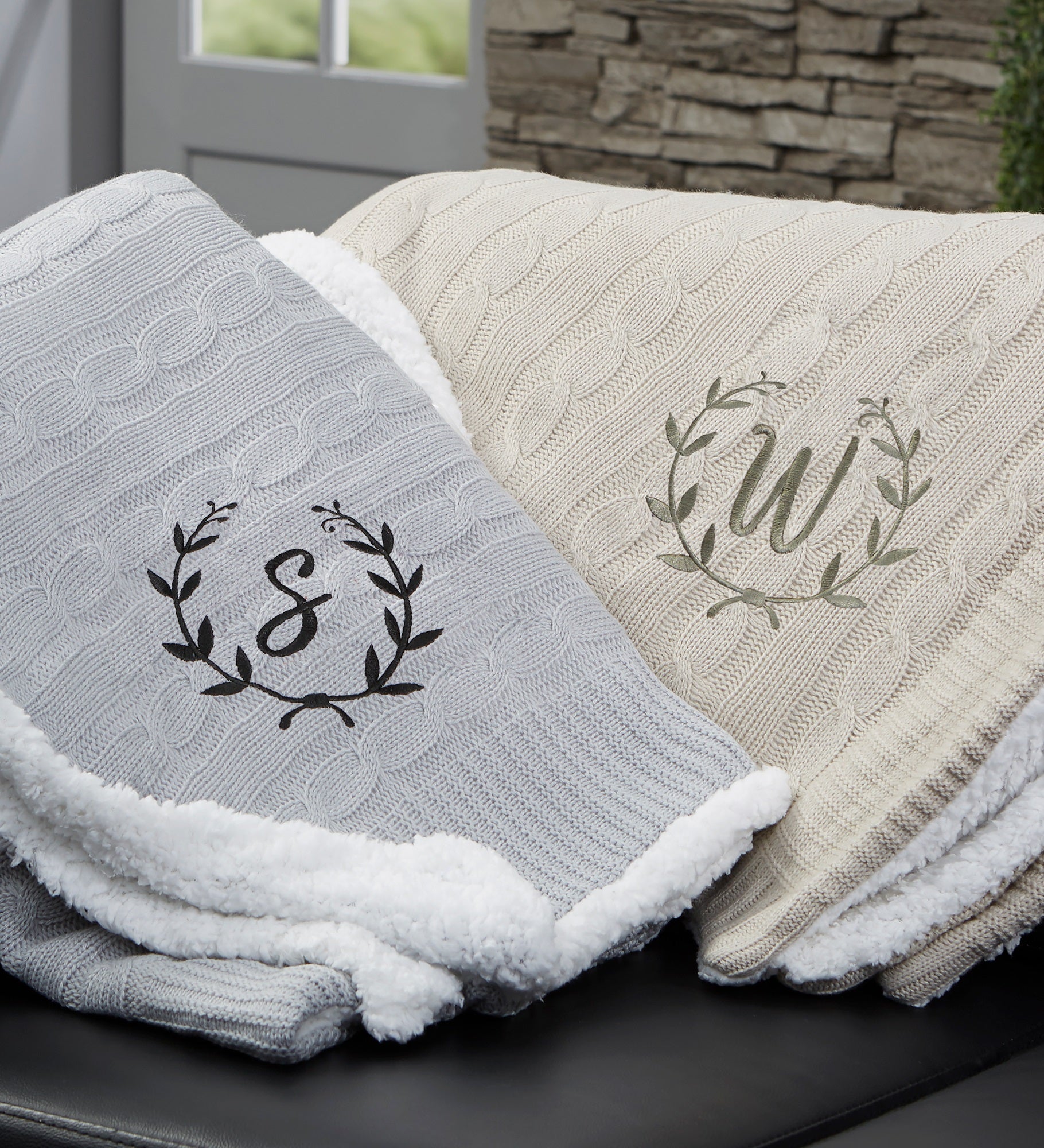Floral Wreath Personalized Throw Blanket