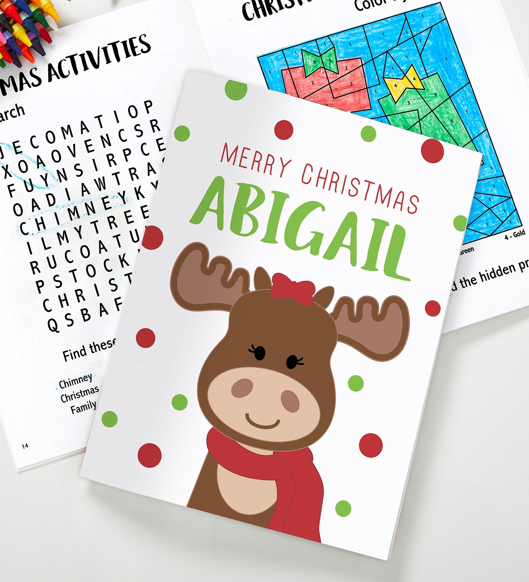Christmas Moose Personalized Coloring Book