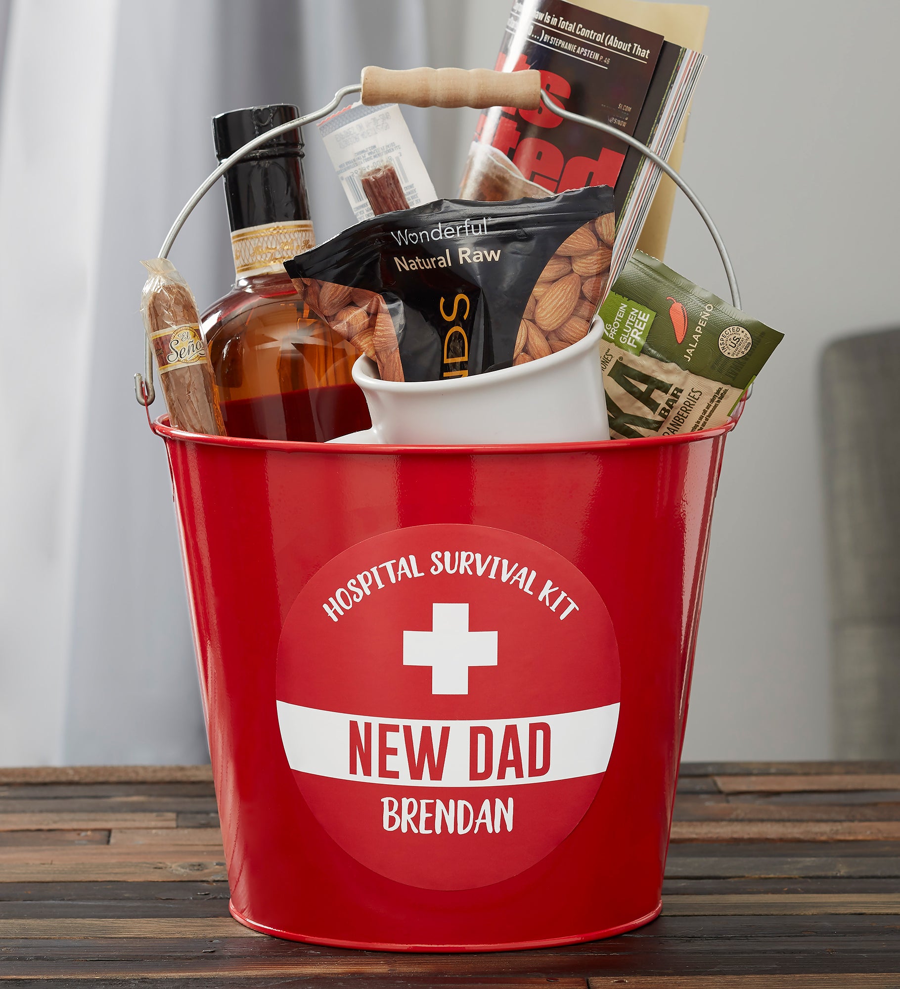 New Dad Survival Kit Personalized Metal Bucket