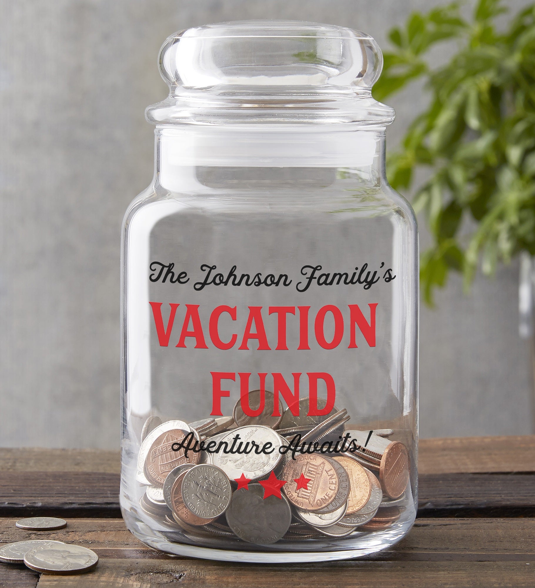 Vacation Fund Personalized Glass Money Jar
