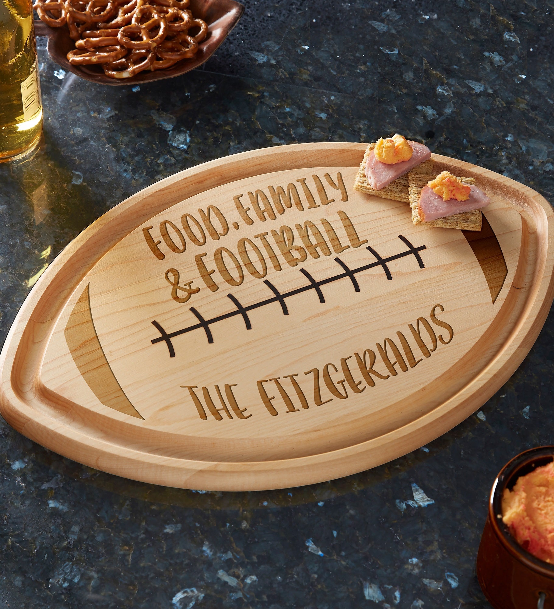 Football Season Personalized Football Shaped Cutting Board