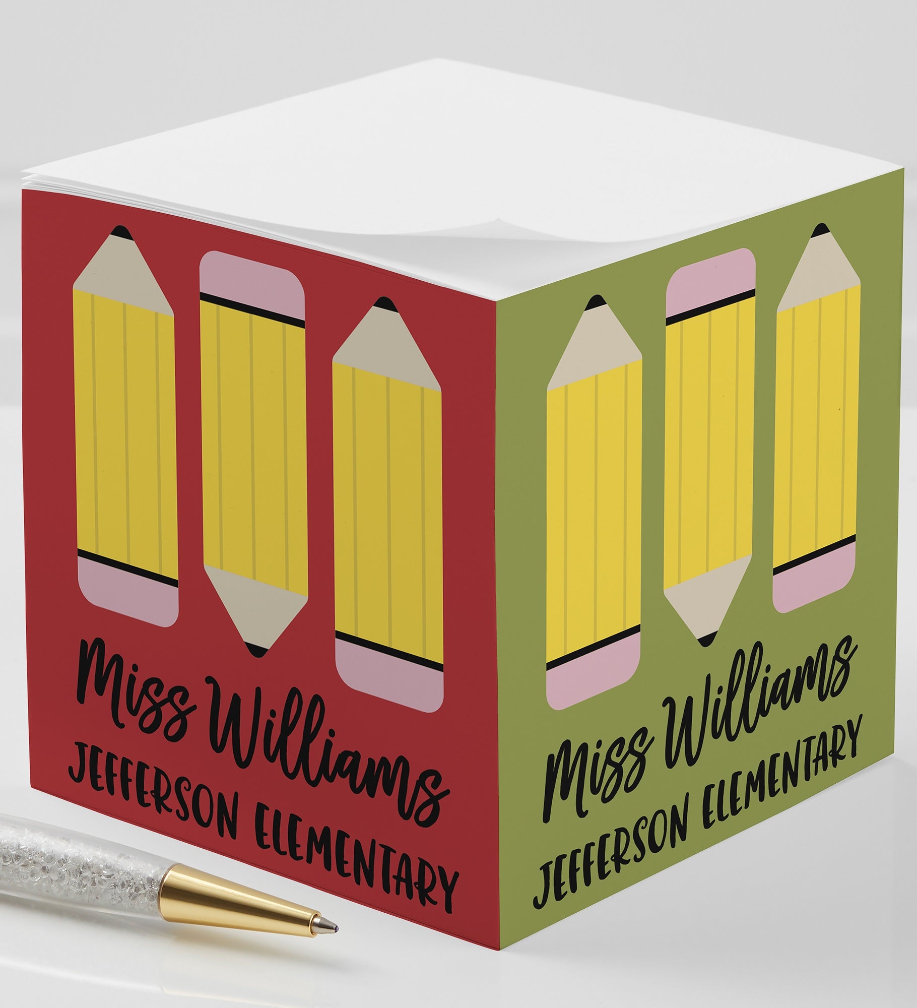 Teacher&#x27;s Pencil Personalized Paper Note Cube