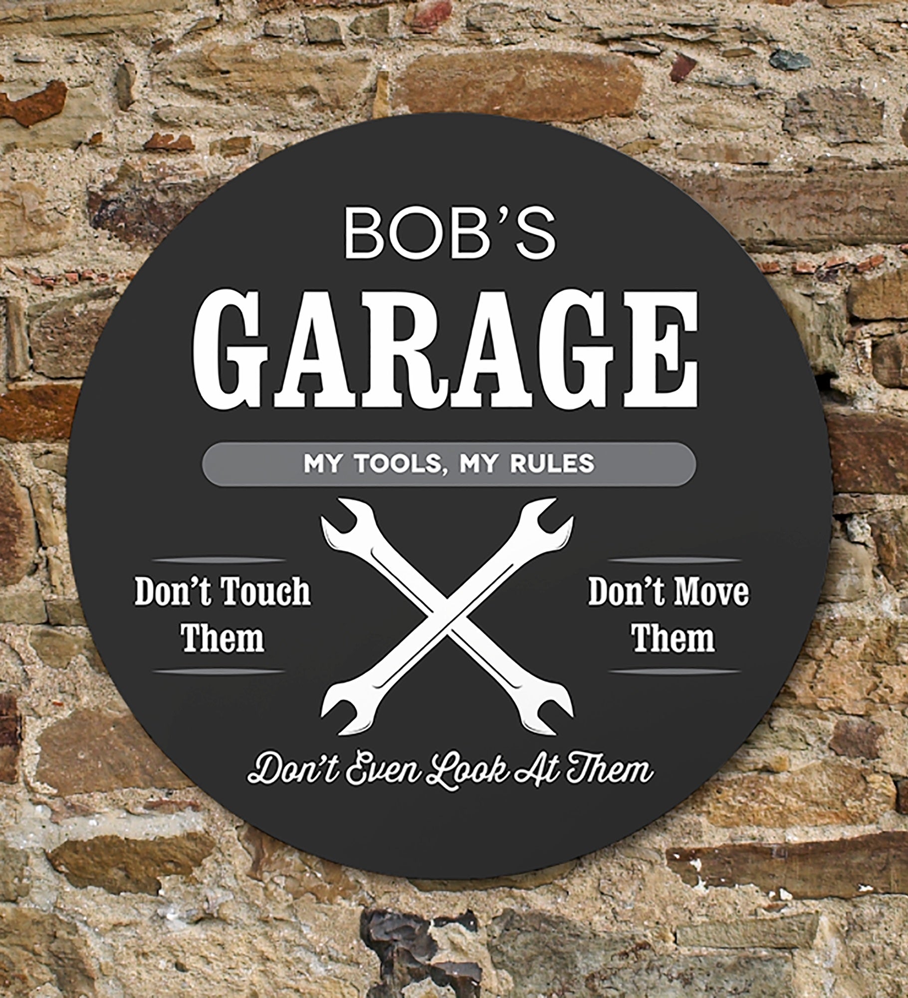 His Place Personalized Round Wood Sign