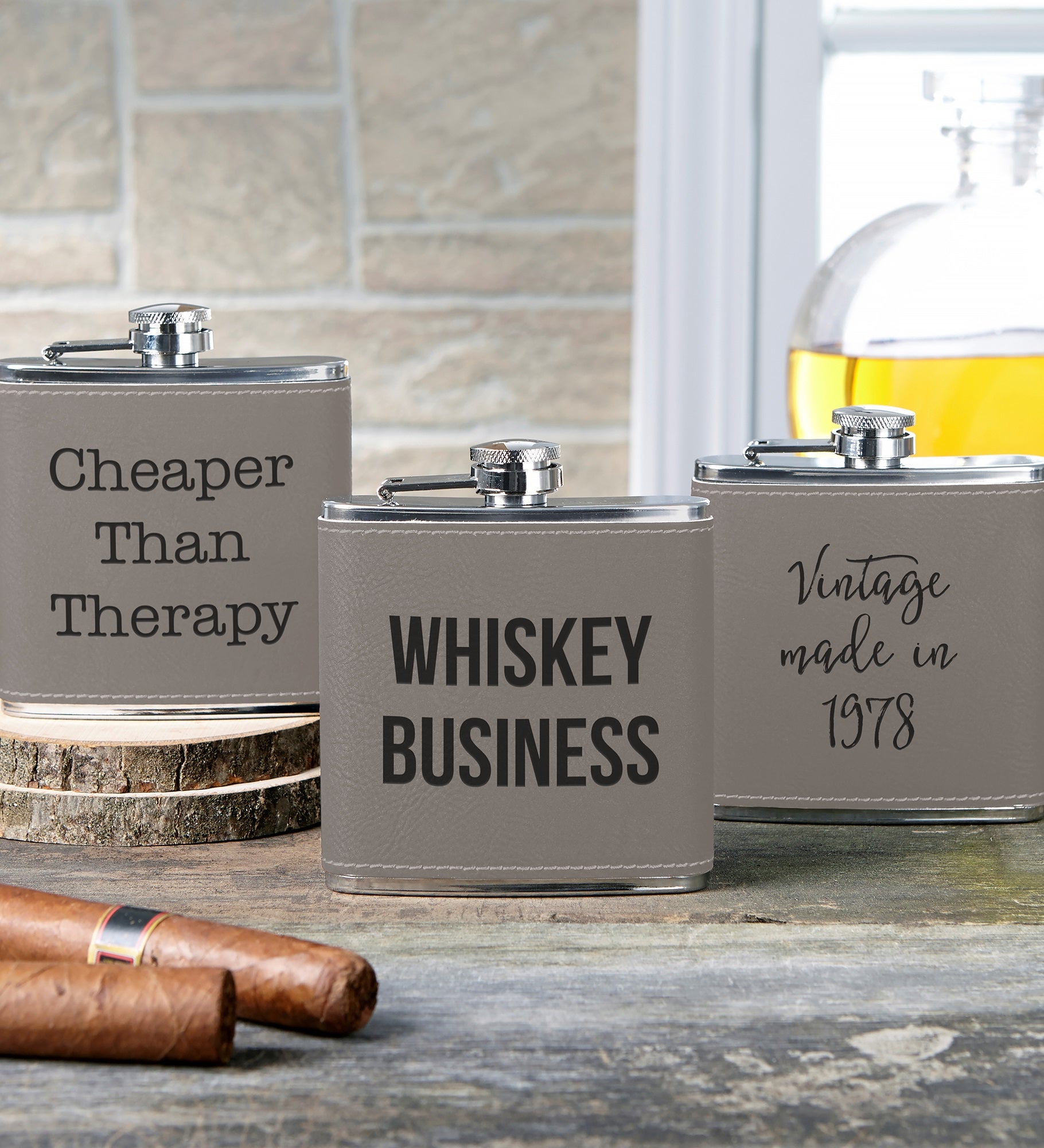 Expressions Leatherette 6 oz. Personalized Flask