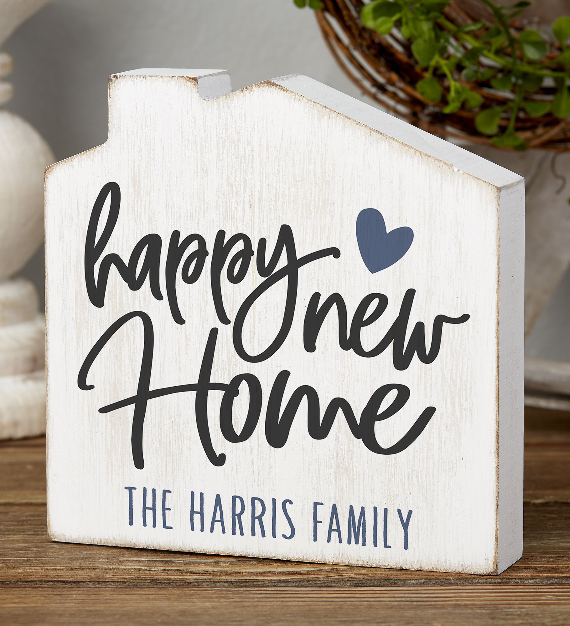 Happy New Home Personalized House Shelf Block